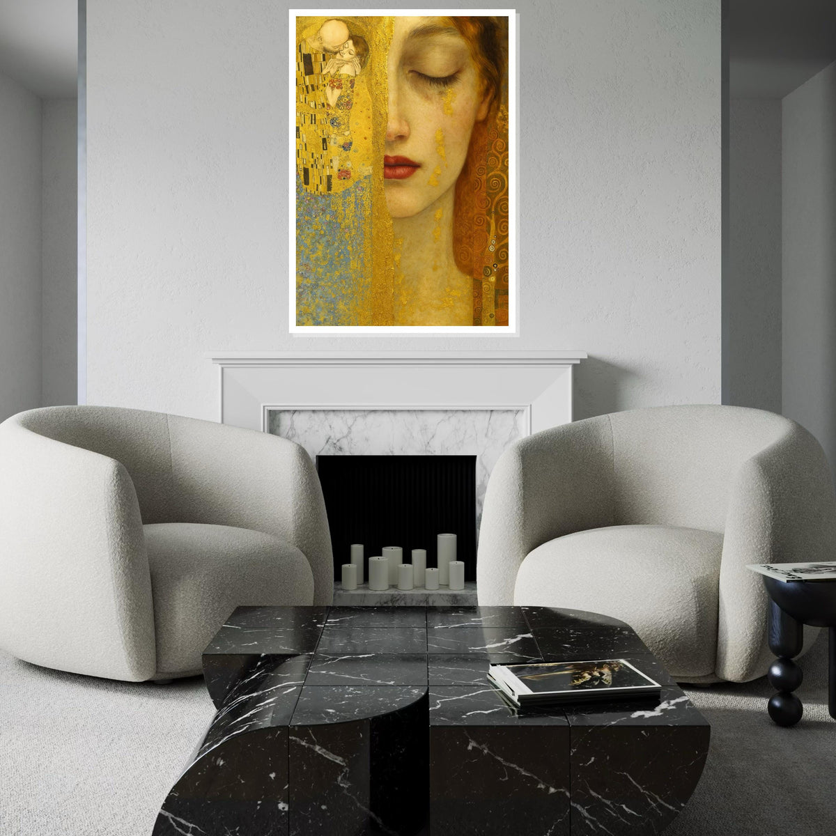 Golden Embrace Canvas, Abstract Couple Art, KlimtInspired Wall Art, Gold Leaf Canvas Design, Ready To Hang, Romantic Art Decoration