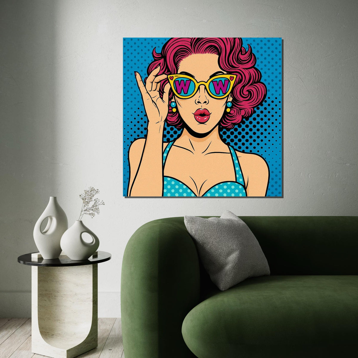 Pop Art Woman, Retro Sunglasses Canvas, Comic Style Wall Art, Colorful Woman Poster, Wall Art Canvas Design, Ready To Hang Decoration