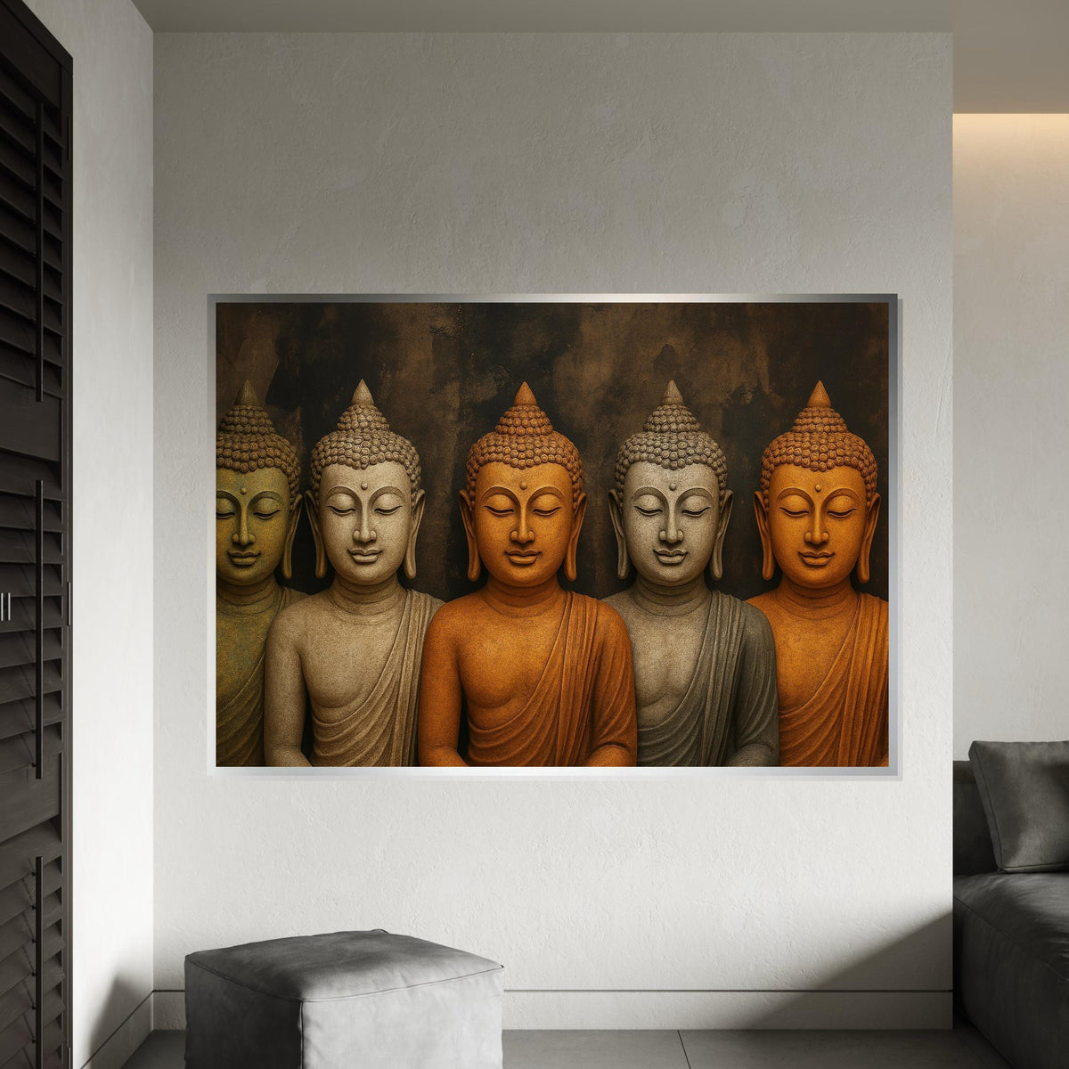 Buddha Serenity Canvas, Multicolored Buddha Art, Spiritual Wall Art, Meditative Canvas Design, Ready To Hang Décor, Peaceful Poster