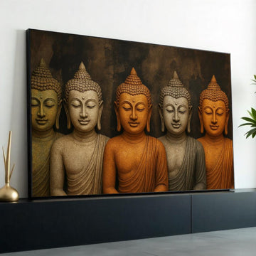 Buddha Serenity Canvas, Multicolored Buddha Art, Spiritual Wall Art, Meditative Canvas Design, Ready To Hang Décor, Peaceful Poster