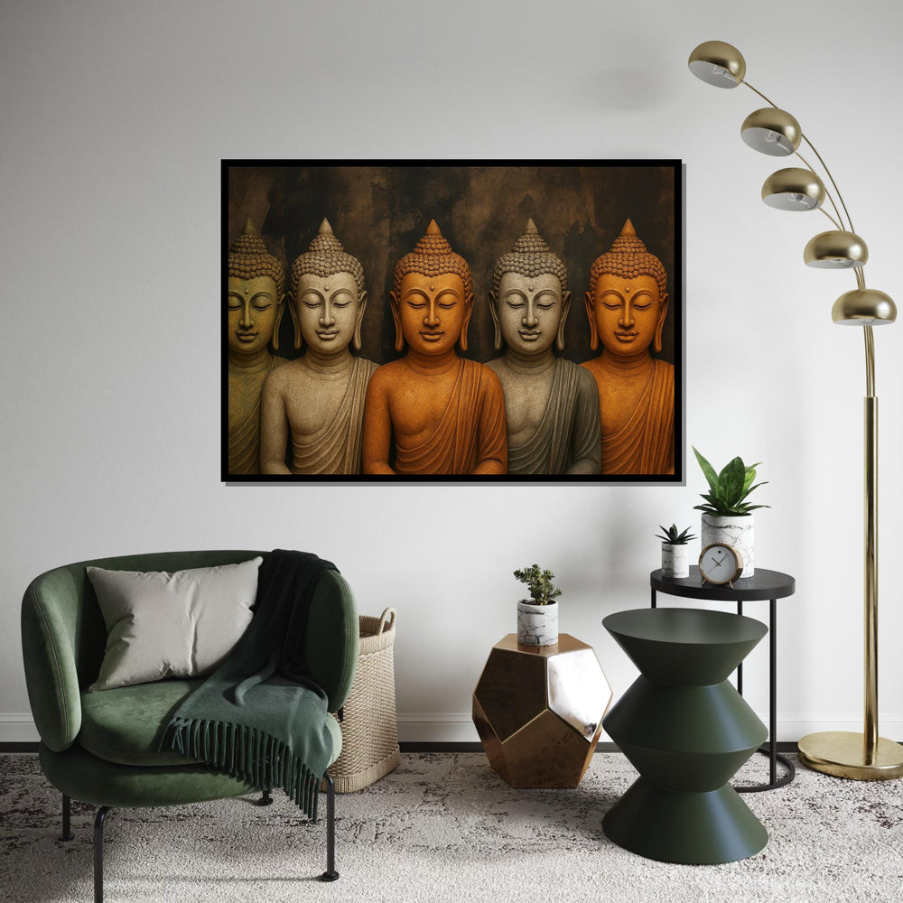 Buddha Serenity Canvas, Multicolored Buddha Art, Spiritual Wall Art, Meditative Canvas Design, Ready To Hang Décor, Peaceful Poster