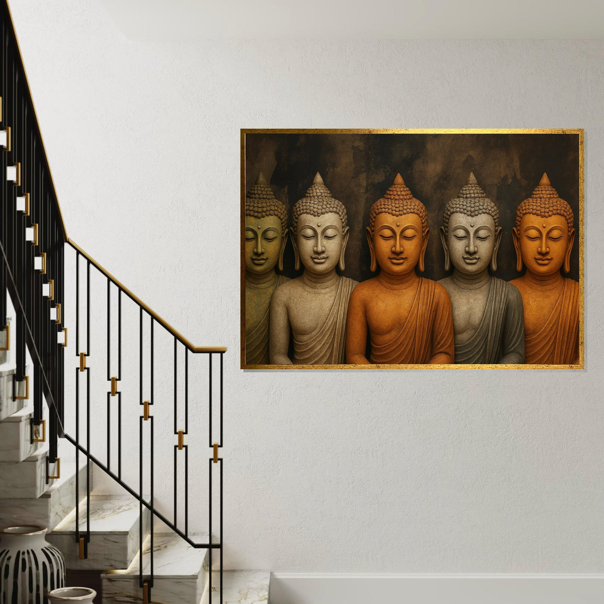 Buddha Serenity Canvas, Multicolored Buddha Art, Spiritual Wall Art, Meditative Canvas Design, Ready To Hang Décor, Peaceful Poster