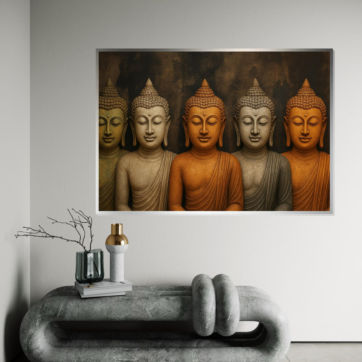 Buddha Serenity Canvas, Multicolored Buddha Art, Spiritual Wall Art, Meditative Canvas Design, Ready To Hang Décor, Peaceful Poster