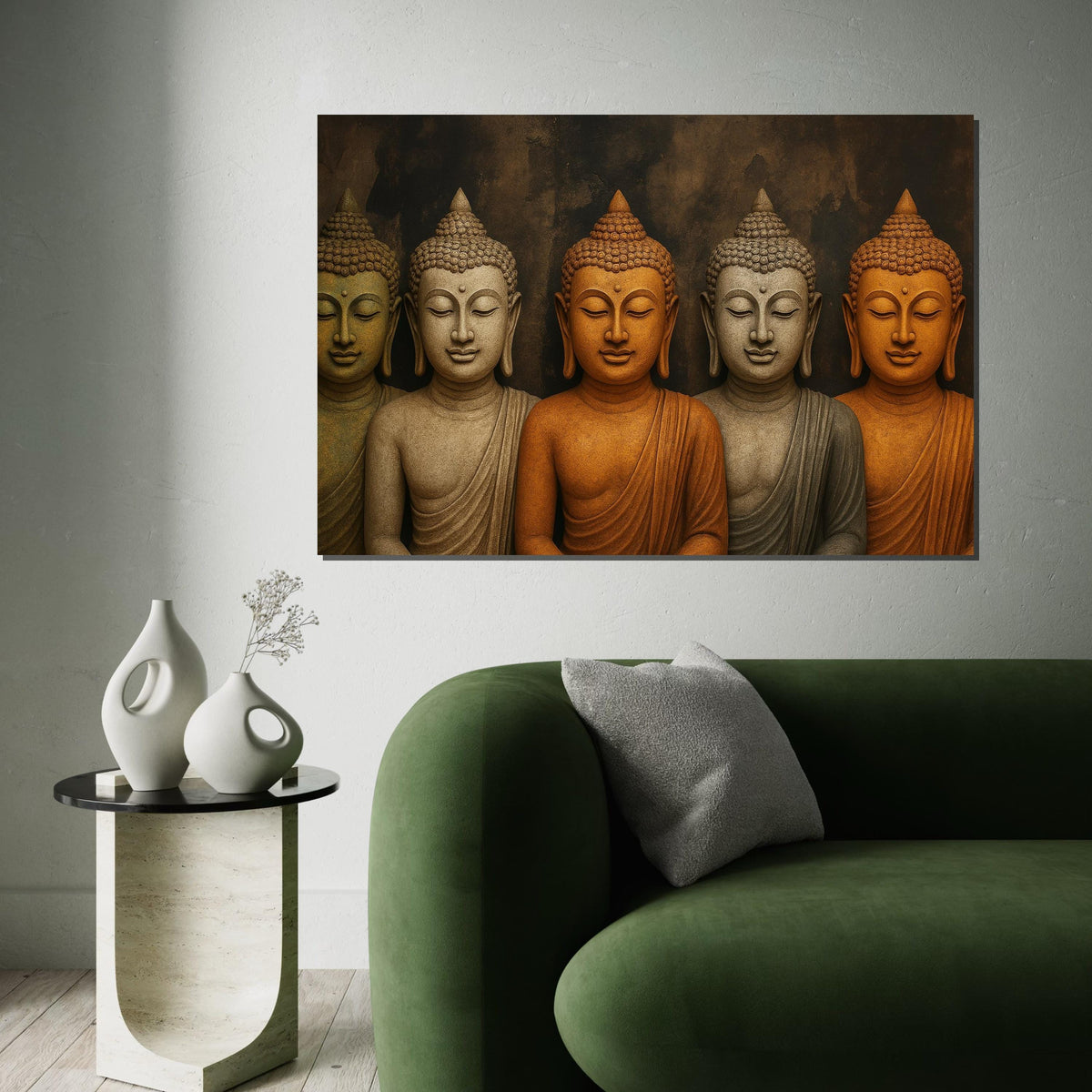 Buddha Serenity Canvas, Multicolored Buddha Art, Spiritual Wall Art, Meditative Canvas Design, Ready To Hang Décor, Peaceful Poster