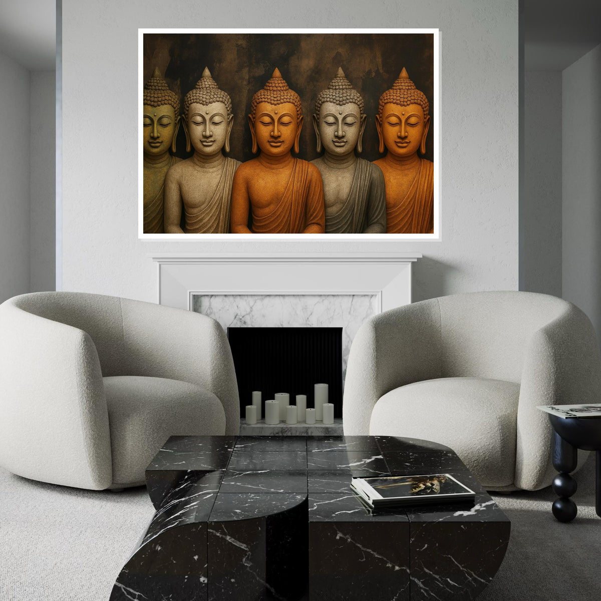 Buddha Serenity Canvas, Multicolored Buddha Art, Spiritual Wall Art, Meditative Canvas Design, Ready To Hang Décor, Peaceful Poster