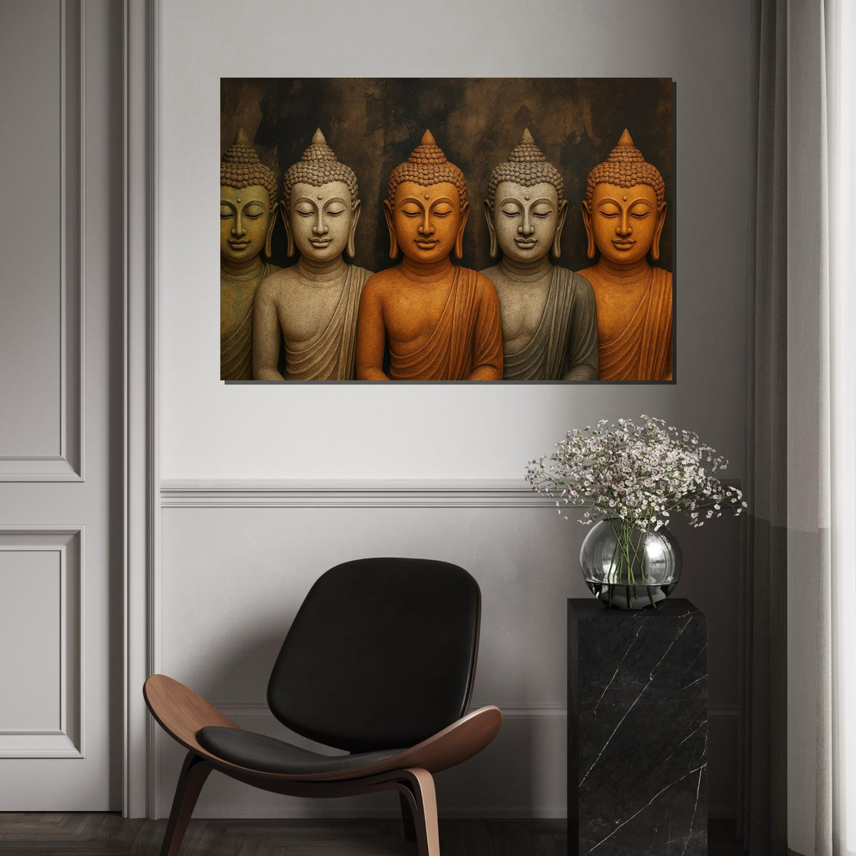 Buddha Serenity Canvas, Multicolored Buddha Art, Spiritual Wall Art, Meditative Canvas Design, Ready To Hang Décor, Peaceful Poster