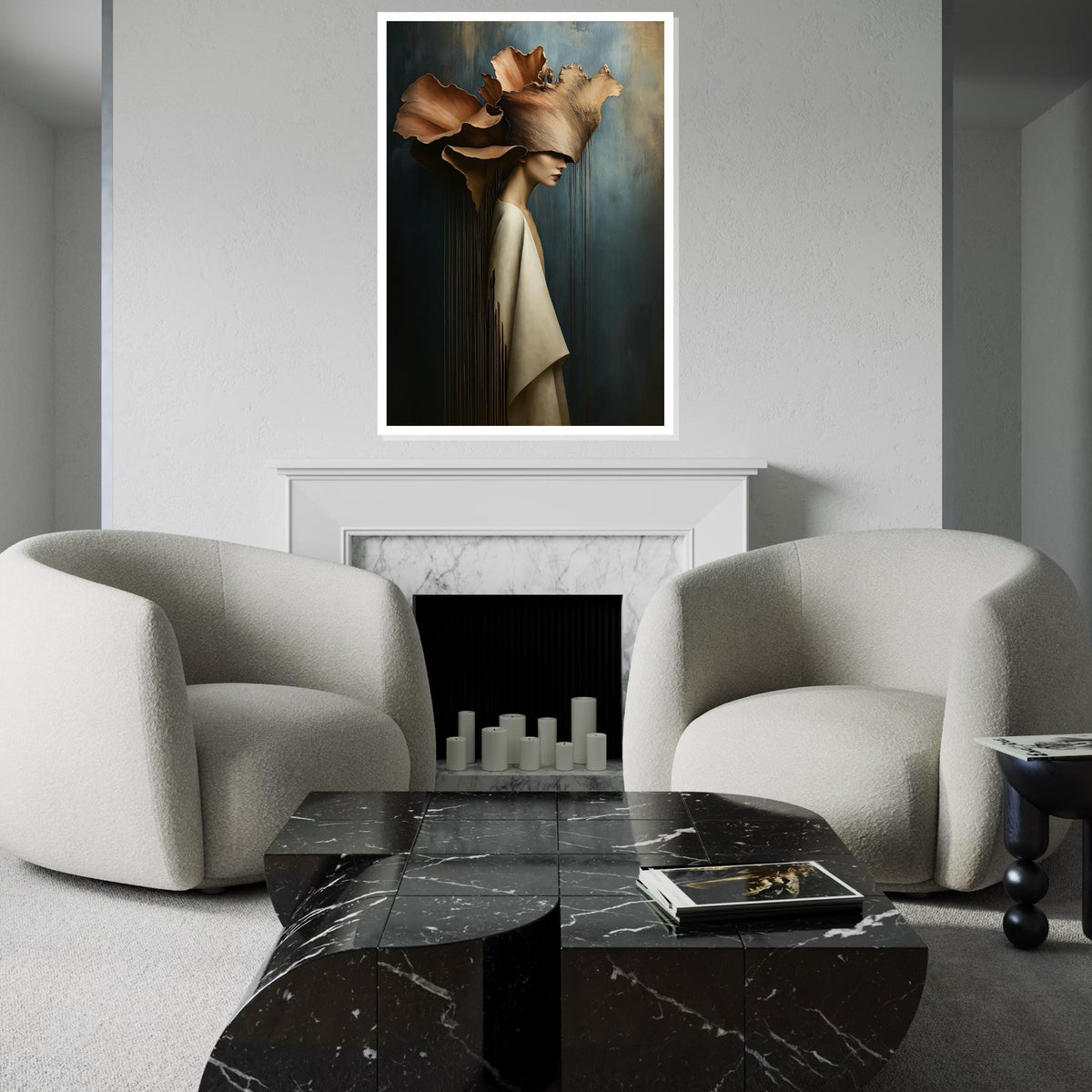 Floral Elegance Canvas Art, Woman with Flower Hat Print, Artistic Wall Décor, Wall Art Canvas Design, Ready to Hang Decoration