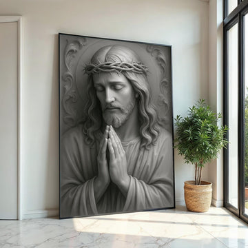 Divine Serenity Canvas, Jesus Art, Crown of Thorns Wall Art, Spiritual Canvas Design, Religious Art Poster, Ready To Hang Decoration