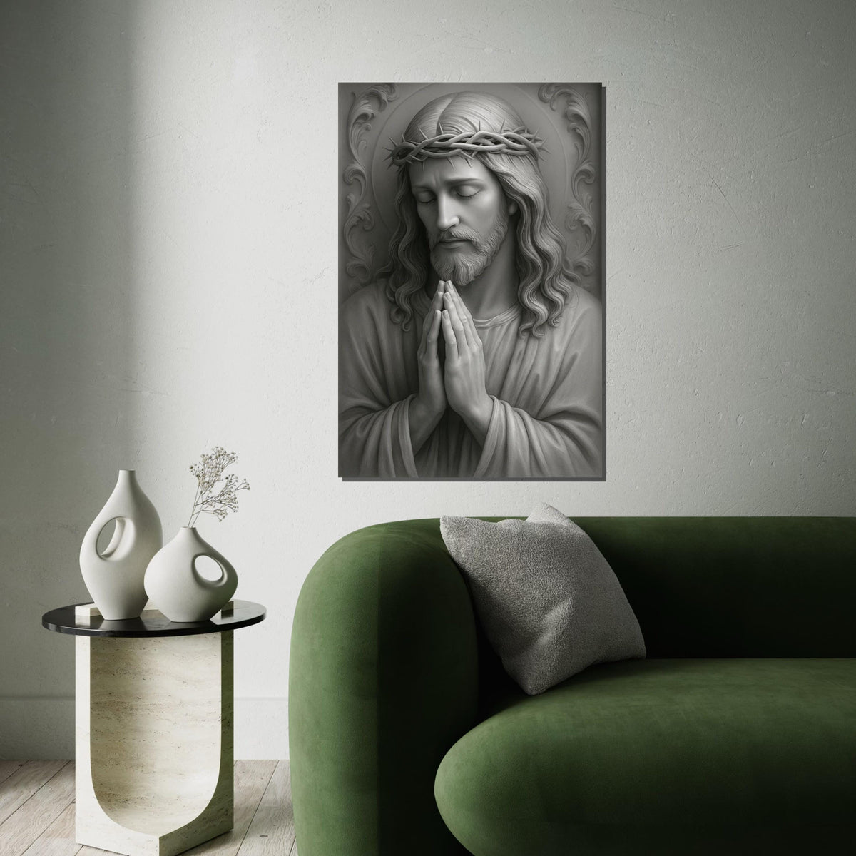 Divine Serenity Canvas, Jesus Art, Crown of Thorns Wall Art, Spiritual Canvas Design, Religious Art Poster, Ready To Hang Decoration