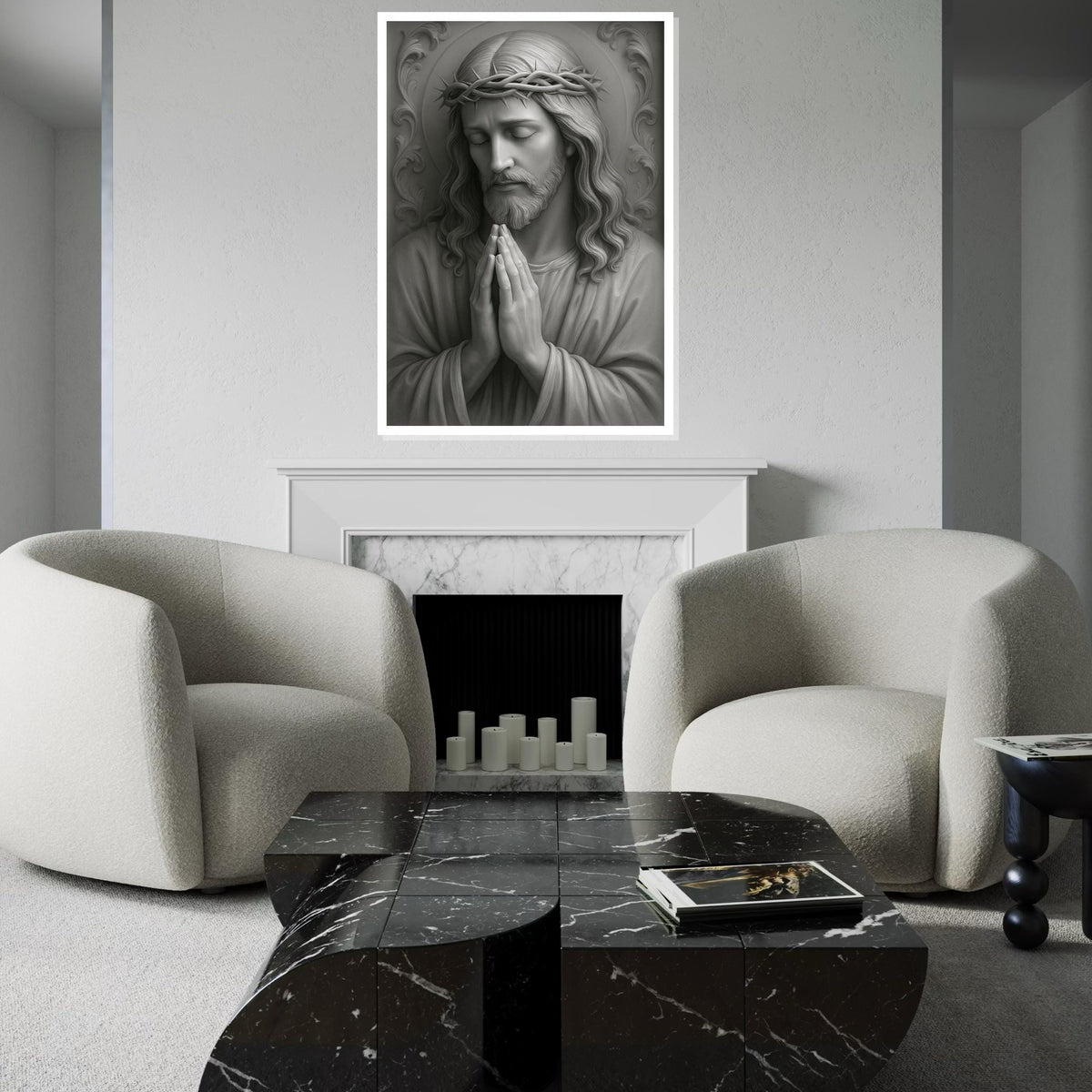 Divine Serenity Canvas, Jesus Art, Crown of Thorns Wall Art, Spiritual Canvas Design, Religious Art Poster, Ready To Hang Decoration