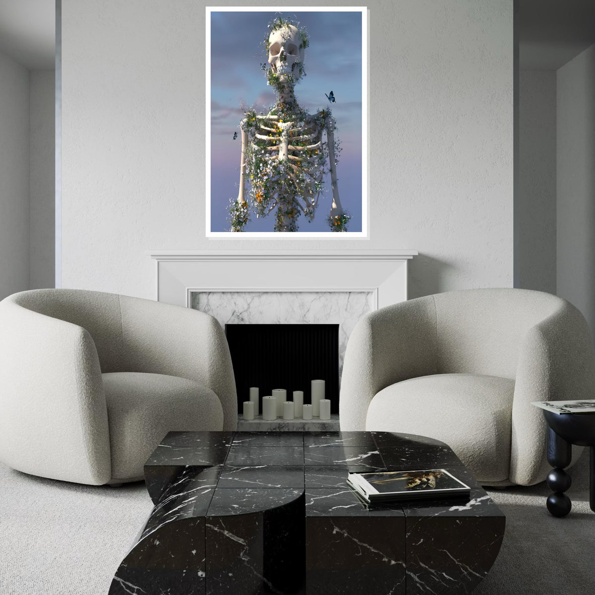 Floral Skeleton Canvas, Nature Rebirth Art, Skeleton Bloom Poster, Wall Art Canvas Design, Ready To Hang Decoration