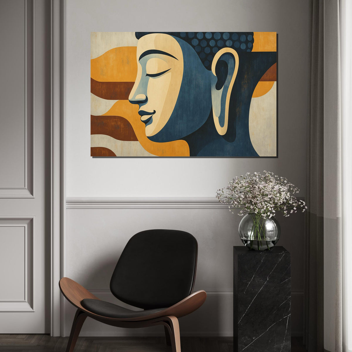 Minimalist Buddha Canvas, Abstract Buddha Wall Art, Spiritual Home Decor, Zen Canvas Print, Wall Art Canvas Design, Ready To Hang Decoration