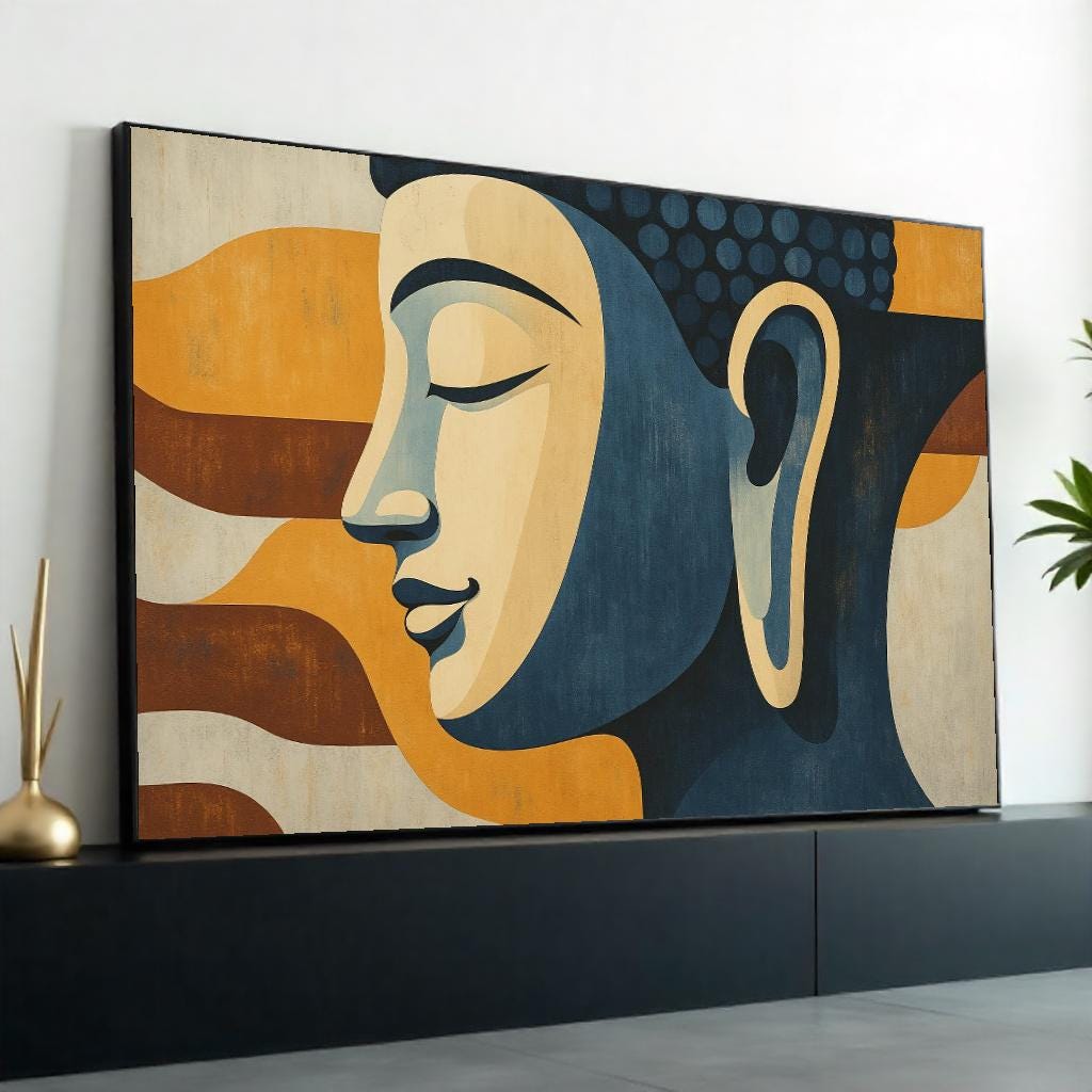 Minimalist Buddha Canvas, Abstract Buddha Wall Art, Spiritual Home Decor, Zen Canvas Print, Wall Art Canvas Design, Ready To Hang Decoration