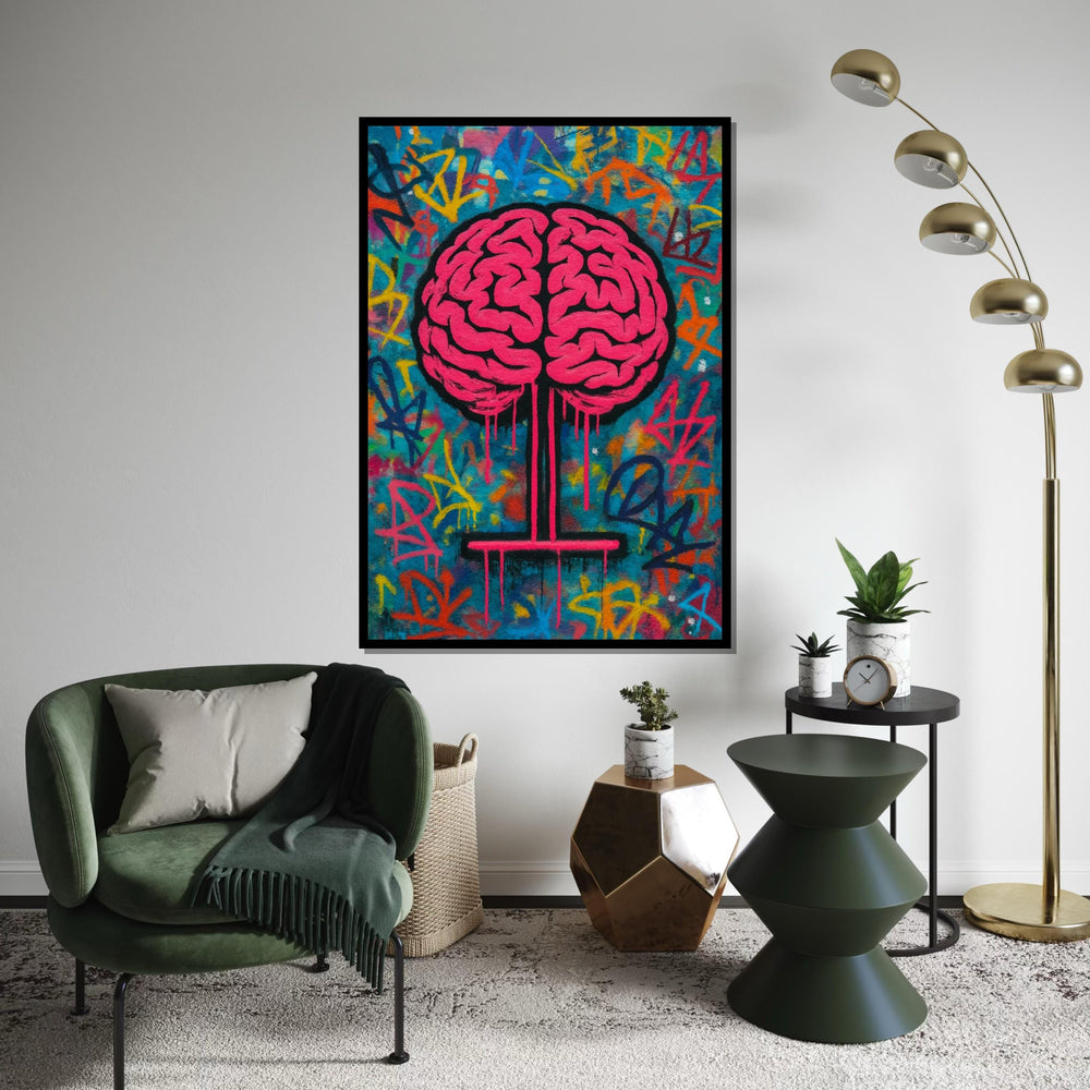 Pink Brain Tree Canvas, Graffiti Art, Urban Wall Decor, Brain Art Poster, Street Art Canvas Design, Ready To Hang Decoration