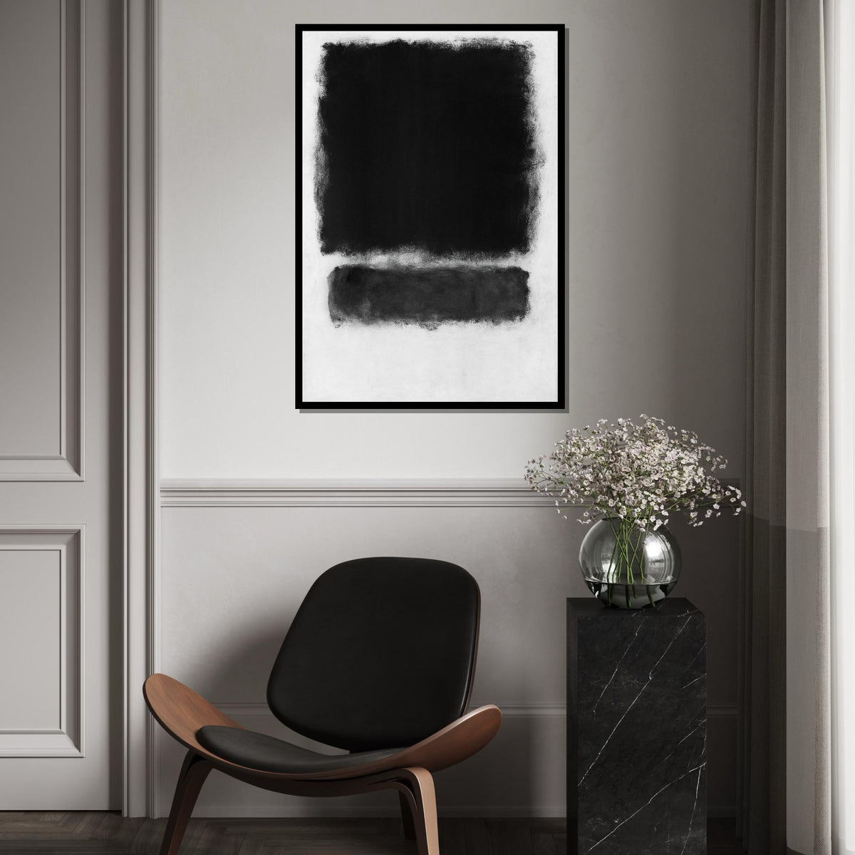 Mark Rothko Canvas, Black Abstract Wall Art, Mark Rothko Style Print, Affiche Art, Expressionist Canvas Painting, Ready To Hang Decor