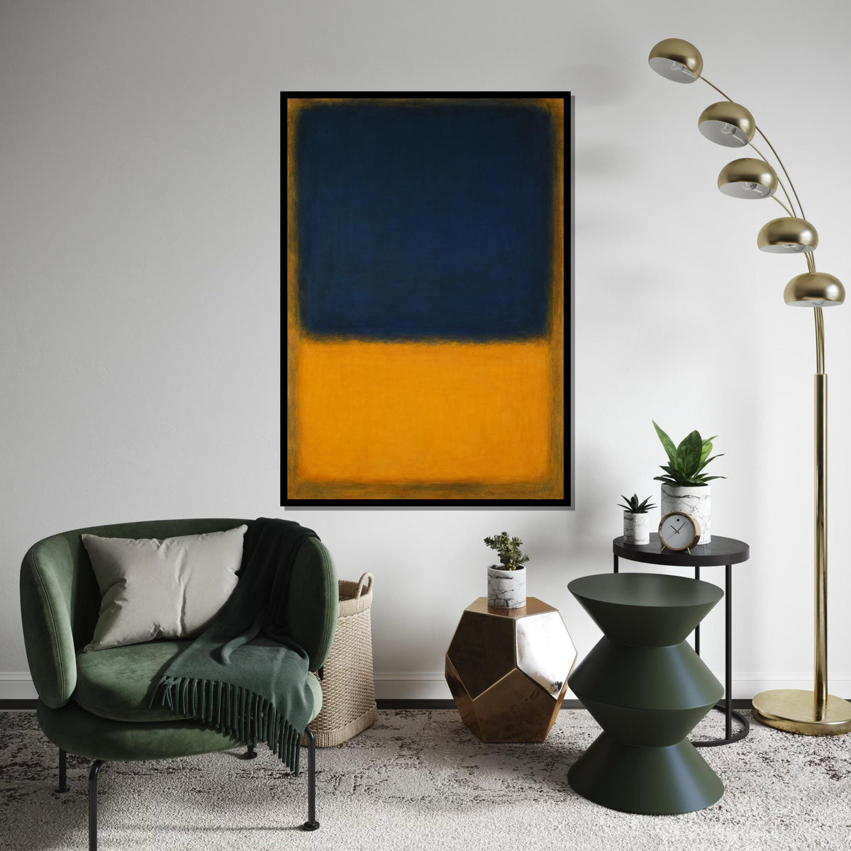 Mark Rothko Canvas, Blue-Yellow Wall Art, Mark Rothko Style Print,Affiche Art,Expressionist Canvas Painting,Ready To Hang Decor,Print Art