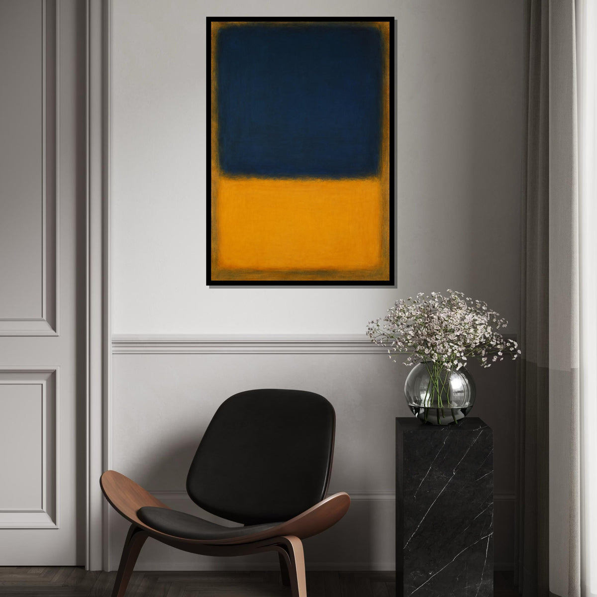 Mark Rothko Canvas, Blue-Yellow Wall Art, Mark Rothko Style Print,Affiche Art,Expressionist Canvas Painting,Ready To Hang Decor,Print Art