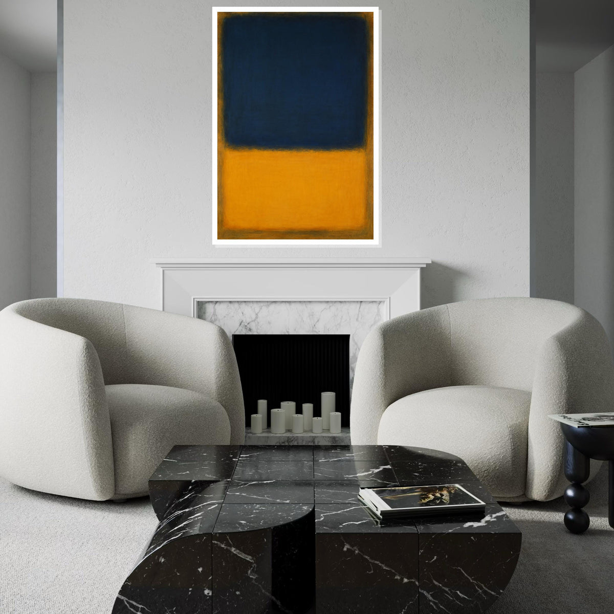 Mark Rothko Canvas, Blue-Yellow Wall Art, Mark Rothko Style Print,Affiche Art,Expressionist Canvas Painting,Ready To Hang Decor,Print Art