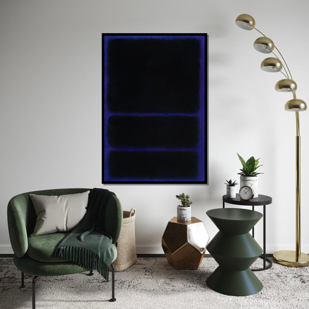 Mark Rothko Canvas, Black-Blue Abstract Wall Art, Mark Rothko Style Print,Affiche Art,Expressionist Canvas Painting,Ready To Hang Decor