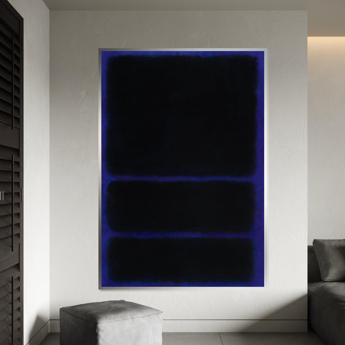 Mark Rothko Canvas, Black-Blue Abstract Wall Art, Mark Rothko Style Print,Affiche Art,Expressionist Canvas Painting,Ready To Hang Decor