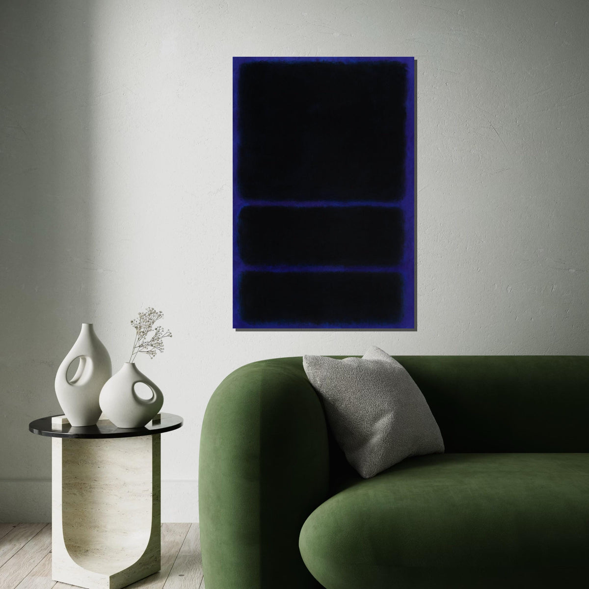Mark Rothko Canvas, Black-Blue Abstract Wall Art, Mark Rothko Style Print,Affiche Art,Expressionist Canvas Painting,Ready To Hang Decor