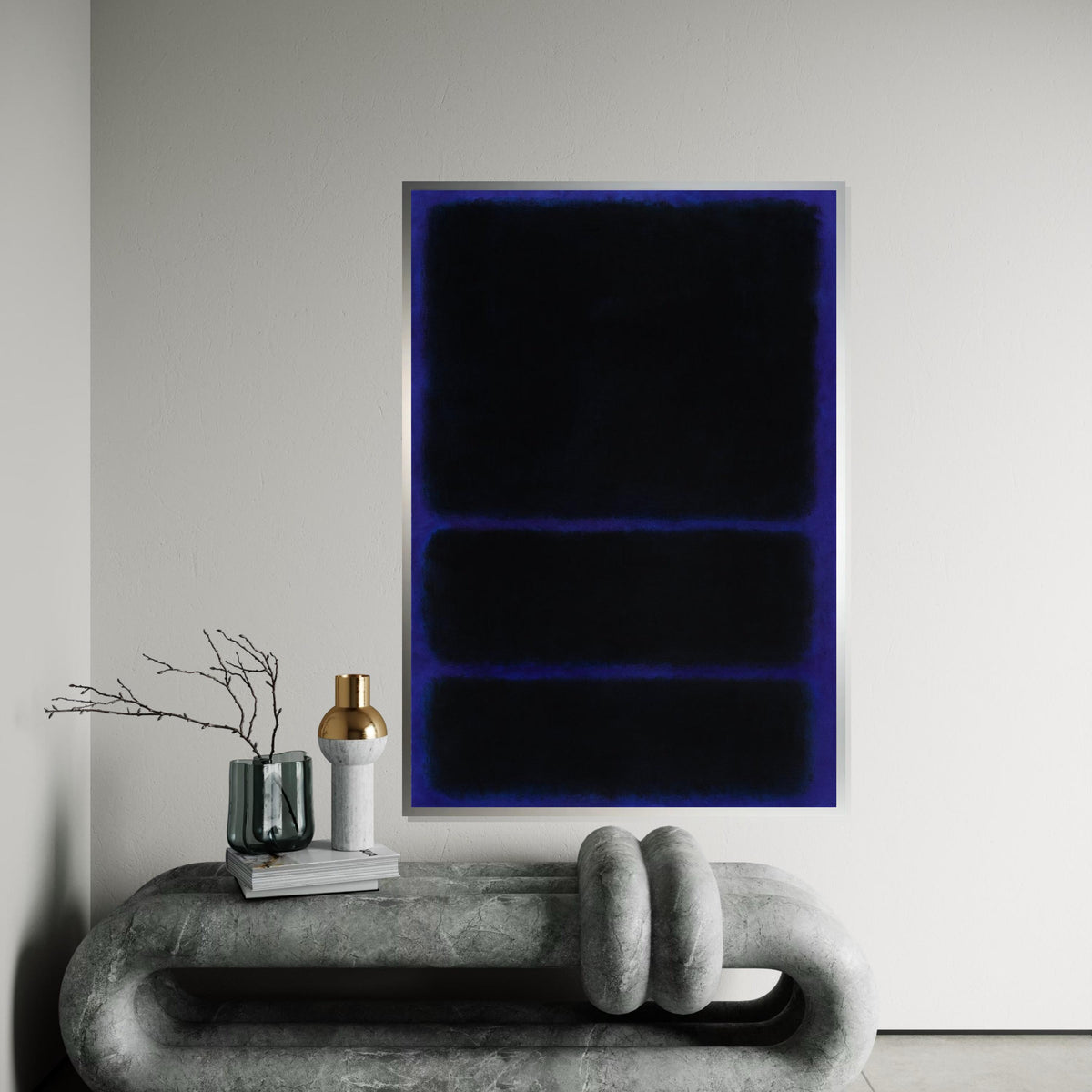 Mark Rothko Canvas, Black-Blue Abstract Wall Art, Mark Rothko Style Print,Affiche Art,Expressionist Canvas Painting,Ready To Hang Decor