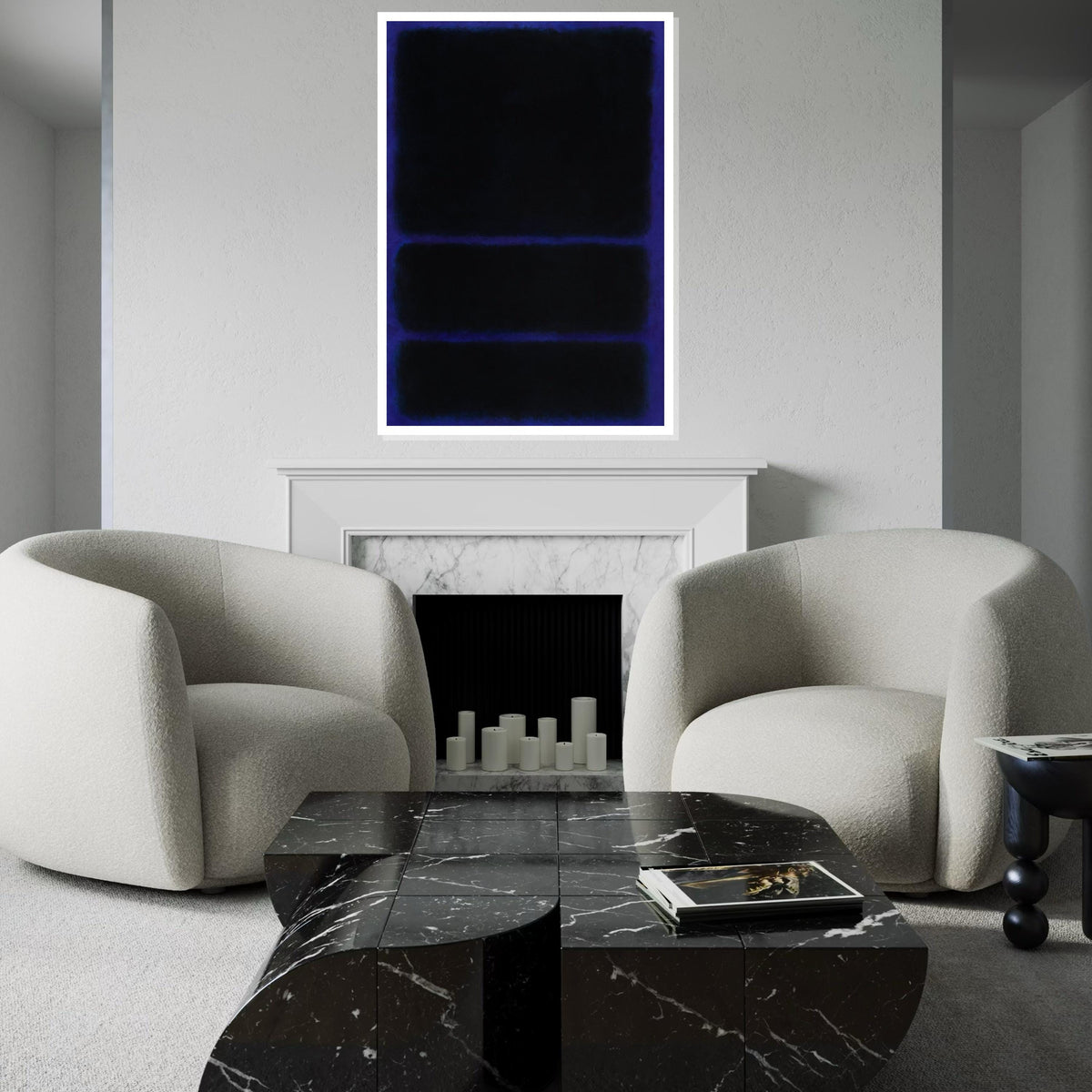 Mark Rothko Canvas, Black-Blue Abstract Wall Art, Mark Rothko Style Print,Affiche Art,Expressionist Canvas Painting,Ready To Hang Decor