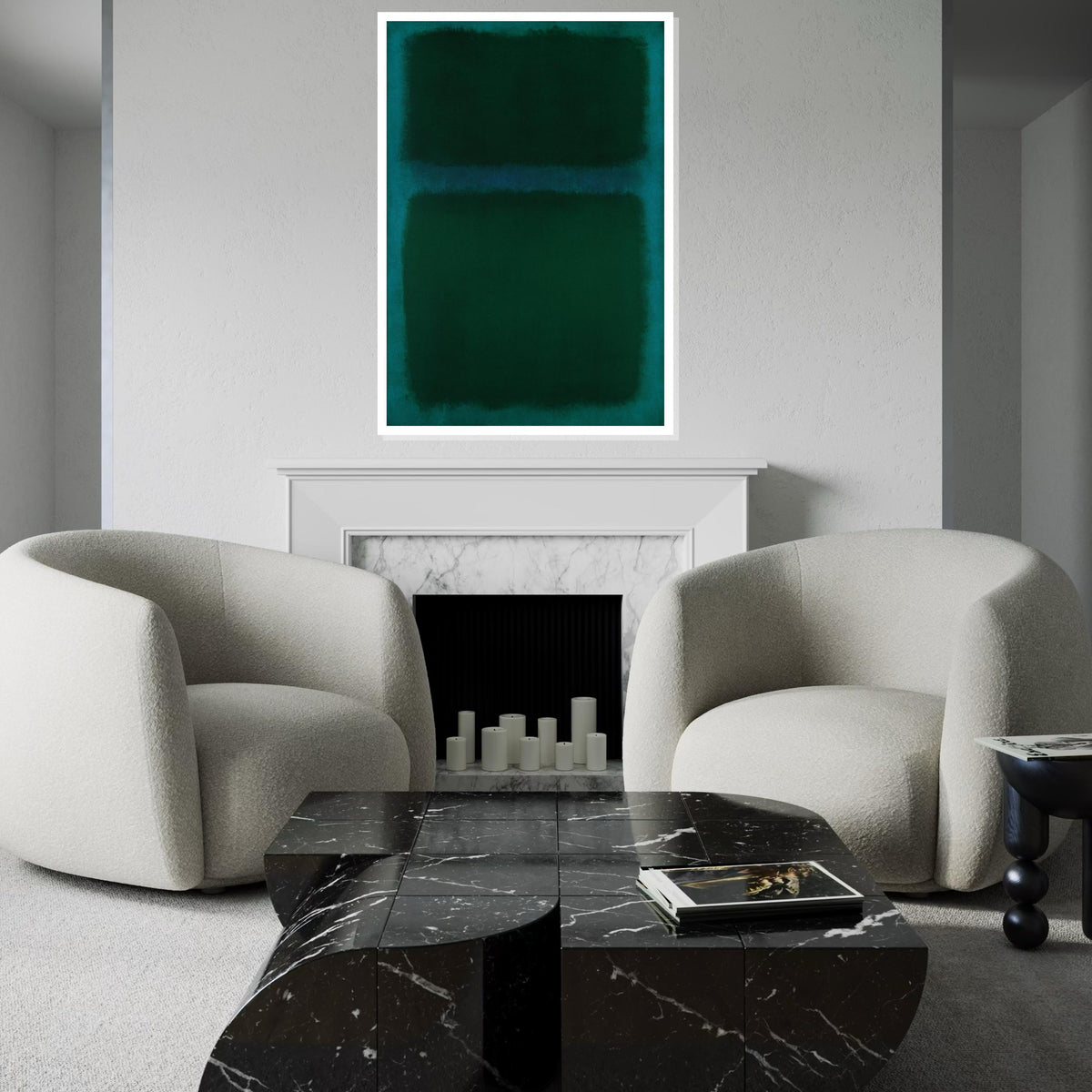 Mark Rothko Canvas, Green Abstract Wall Art, Mark Rothko Style Print,Affiche Art,Expressionist Canvas Painting,Ready To Hang Decor,Print Art