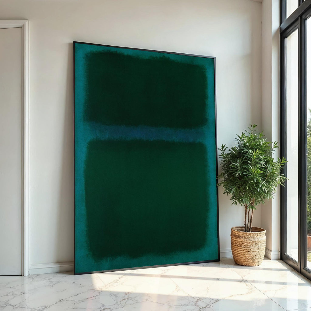 Mark Rothko Canvas, Green Abstract Wall Art, Mark Rothko Style Print,Affiche Art,Expressionist Canvas Painting,Ready To Hang Decor,Print Art