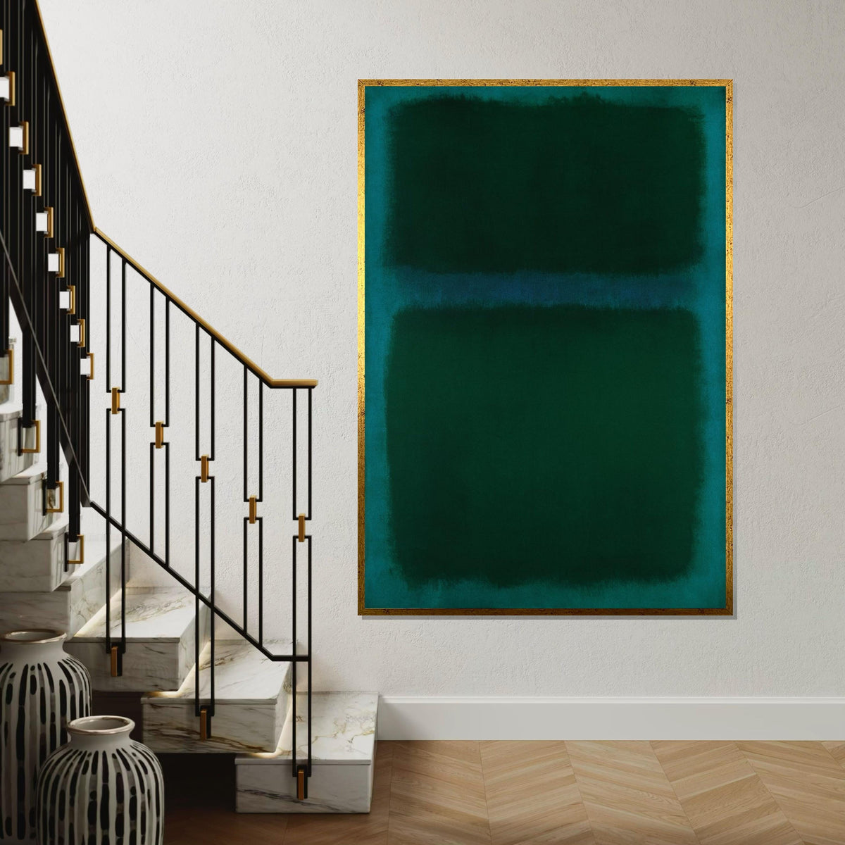 Mark Rothko Canvas, Green Abstract Wall Art, Mark Rothko Style Print,Affiche Art,Expressionist Canvas Painting,Ready To Hang Decor,Print Art