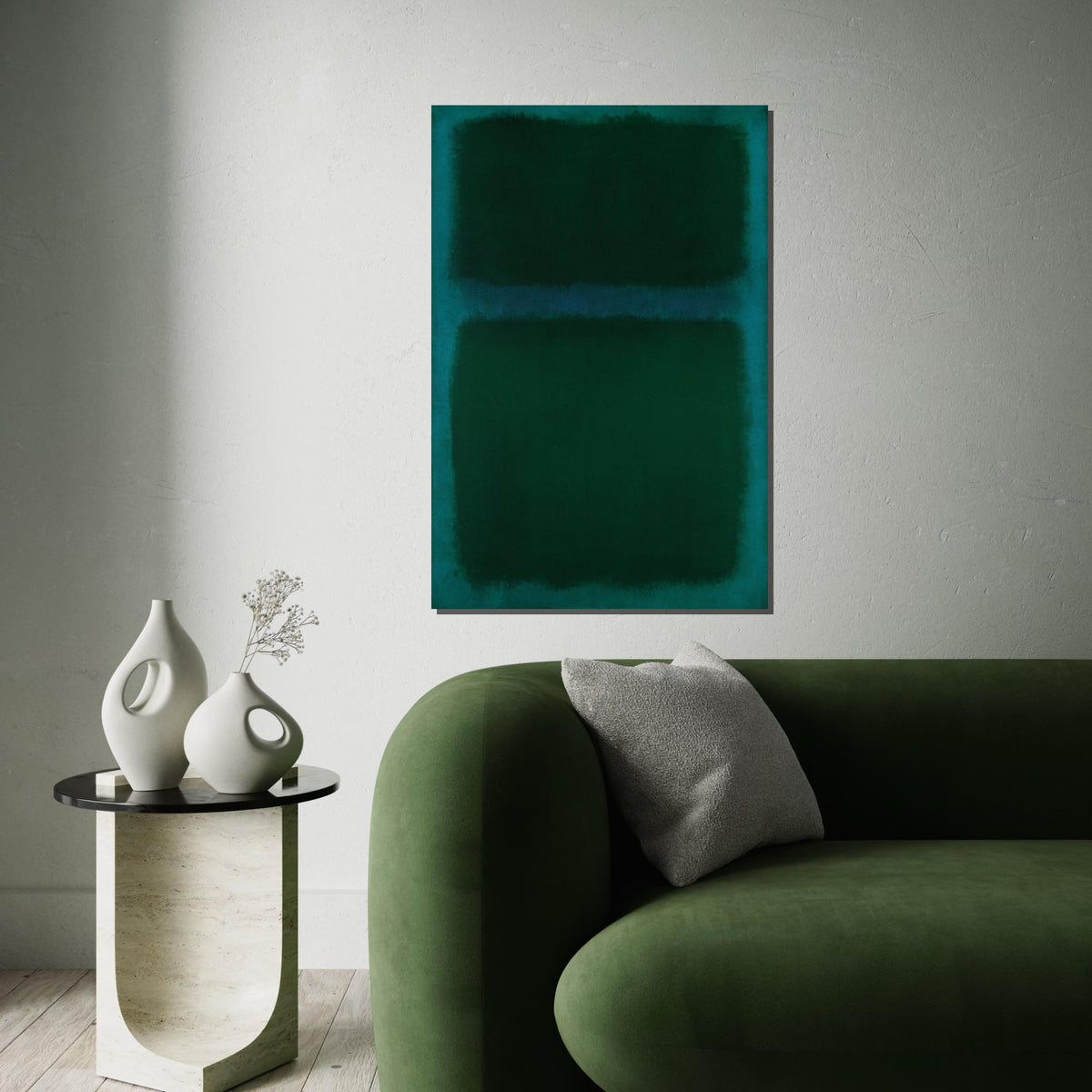 Mark Rothko Canvas, Green Abstract Wall Art, Mark Rothko Style Print,Affiche Art,Expressionist Canvas Painting,Ready To Hang Decor,Print Art