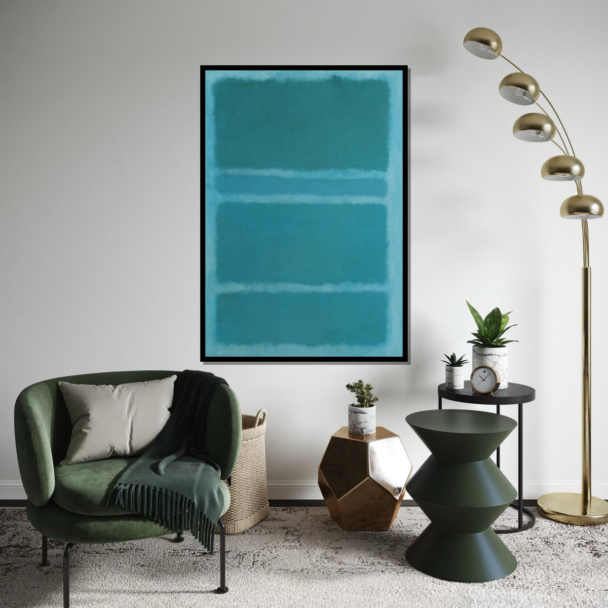 Mark Rothko Canvas, Green Abstract Wall Art, Mark Rothko Style Print,Affiche Art,Expressionist Canvas Painting,Ready To Hang Decor,Print Art