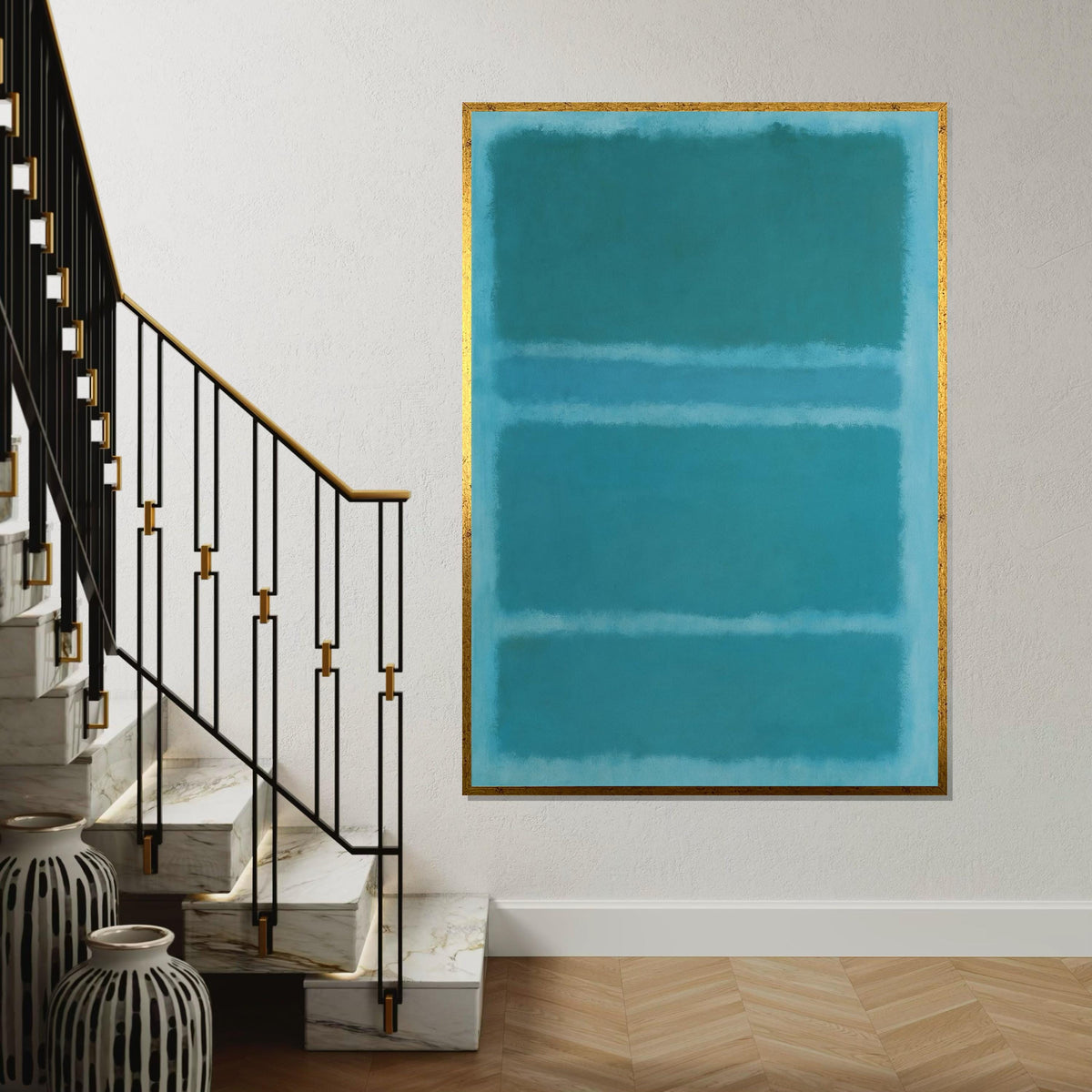 Mark Rothko Canvas, Green Abstract Wall Art, Mark Rothko Style Print,Affiche Art,Expressionist Canvas Painting,Ready To Hang Decor,Print Art