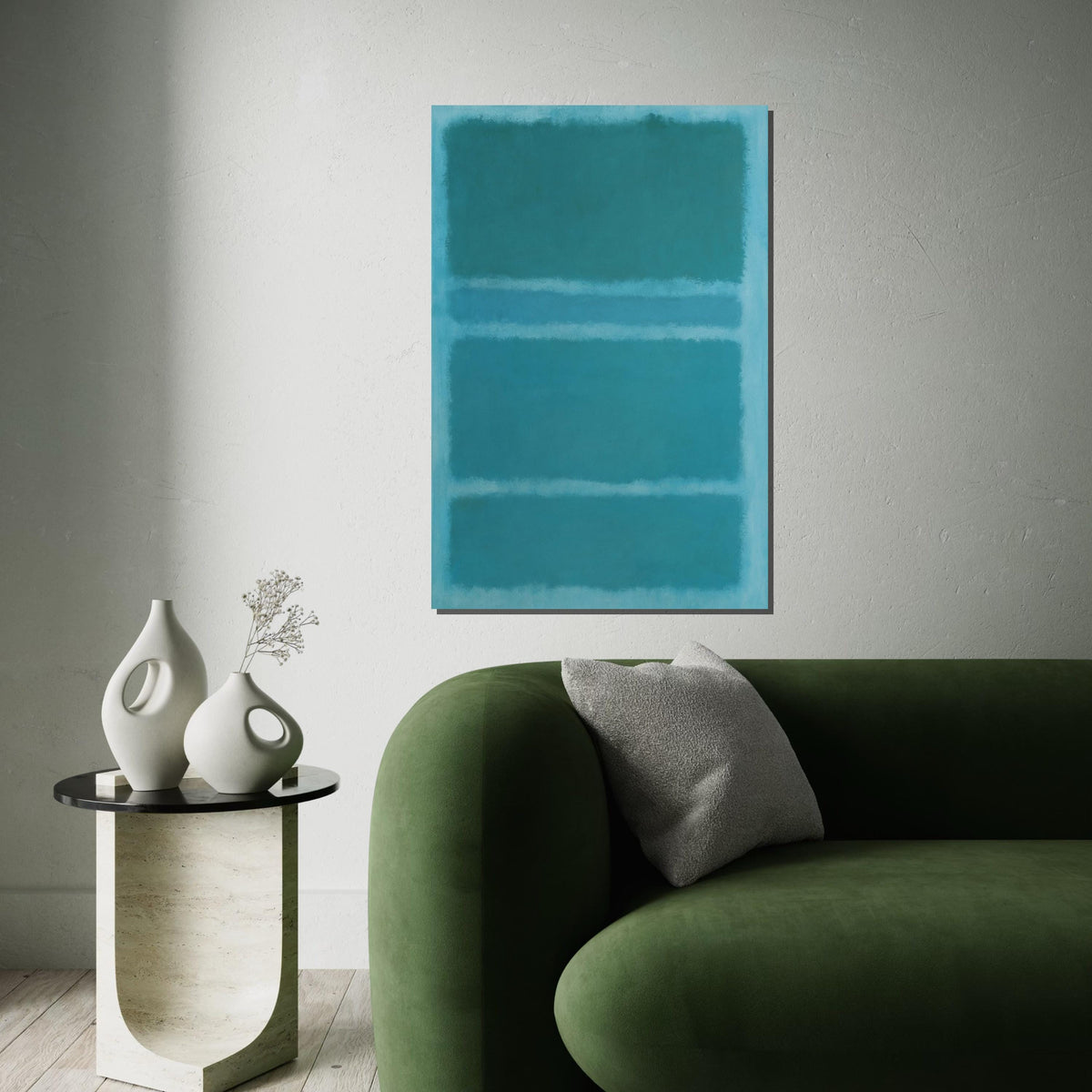 Mark Rothko Canvas, Green Abstract Wall Art, Mark Rothko Style Print,Affiche Art,Expressionist Canvas Painting,Ready To Hang Decor,Print Art