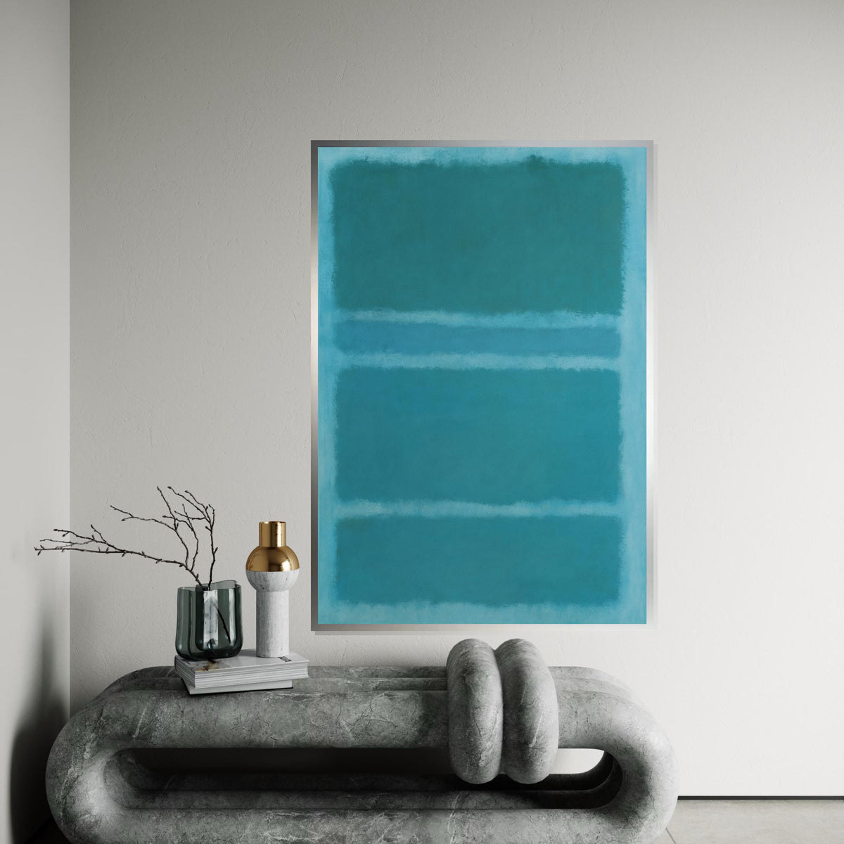 Mark Rothko Canvas, Green Abstract Wall Art, Mark Rothko Style Print,Affiche Art,Expressionist Canvas Painting,Ready To Hang Decor,Print Art