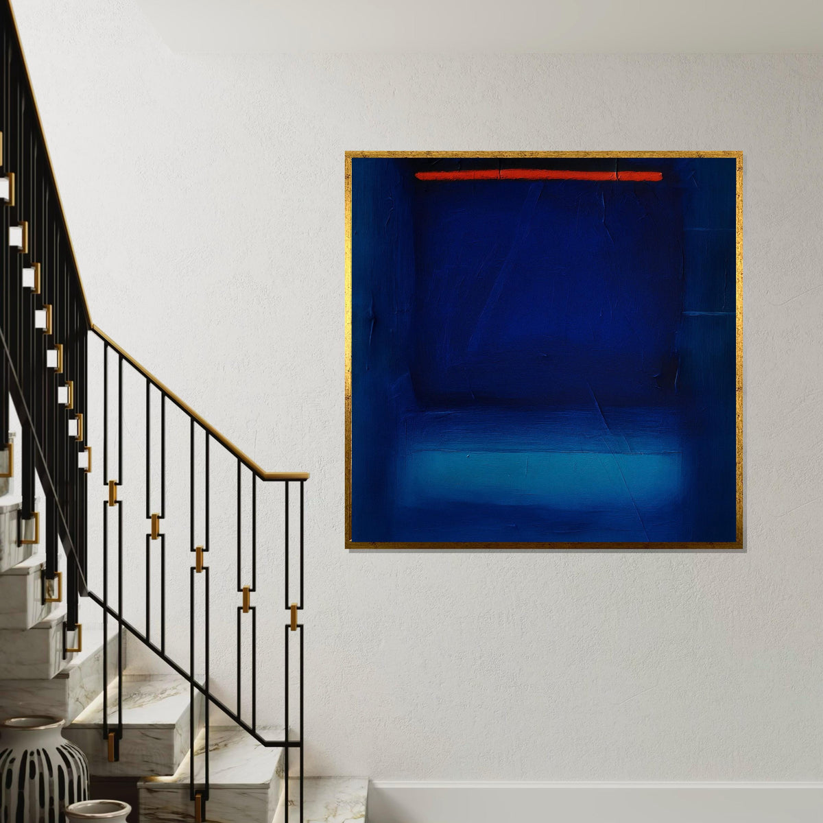 Mark Rothko Canvas, Blue Abstract Wall Art, Mark Rothko Style Print,Affiche Art,Expressionist Canvas Painting,Ready To Hang Decor,Print Art
