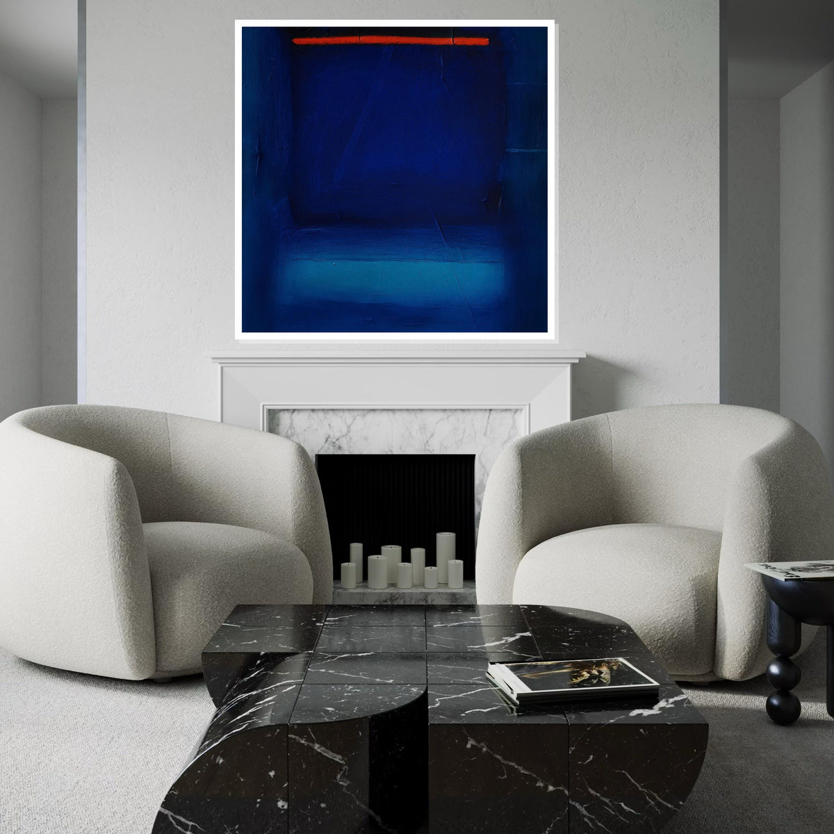 Mark Rothko Canvas, Blue Abstract Wall Art, Mark Rothko Style Print,Affiche Art,Expressionist Canvas Painting,Ready To Hang Decor,Print Art