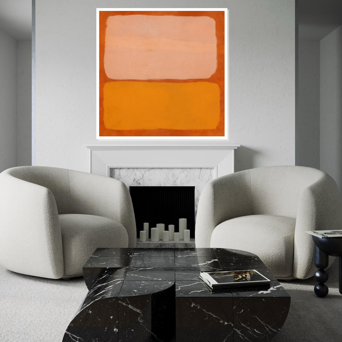 Abstract Color Block Canvas, Orange and Peach Tones, Modern Wall Art, Minimalist Canvas Print, Wall Art Canvas Design, Ready to Hang