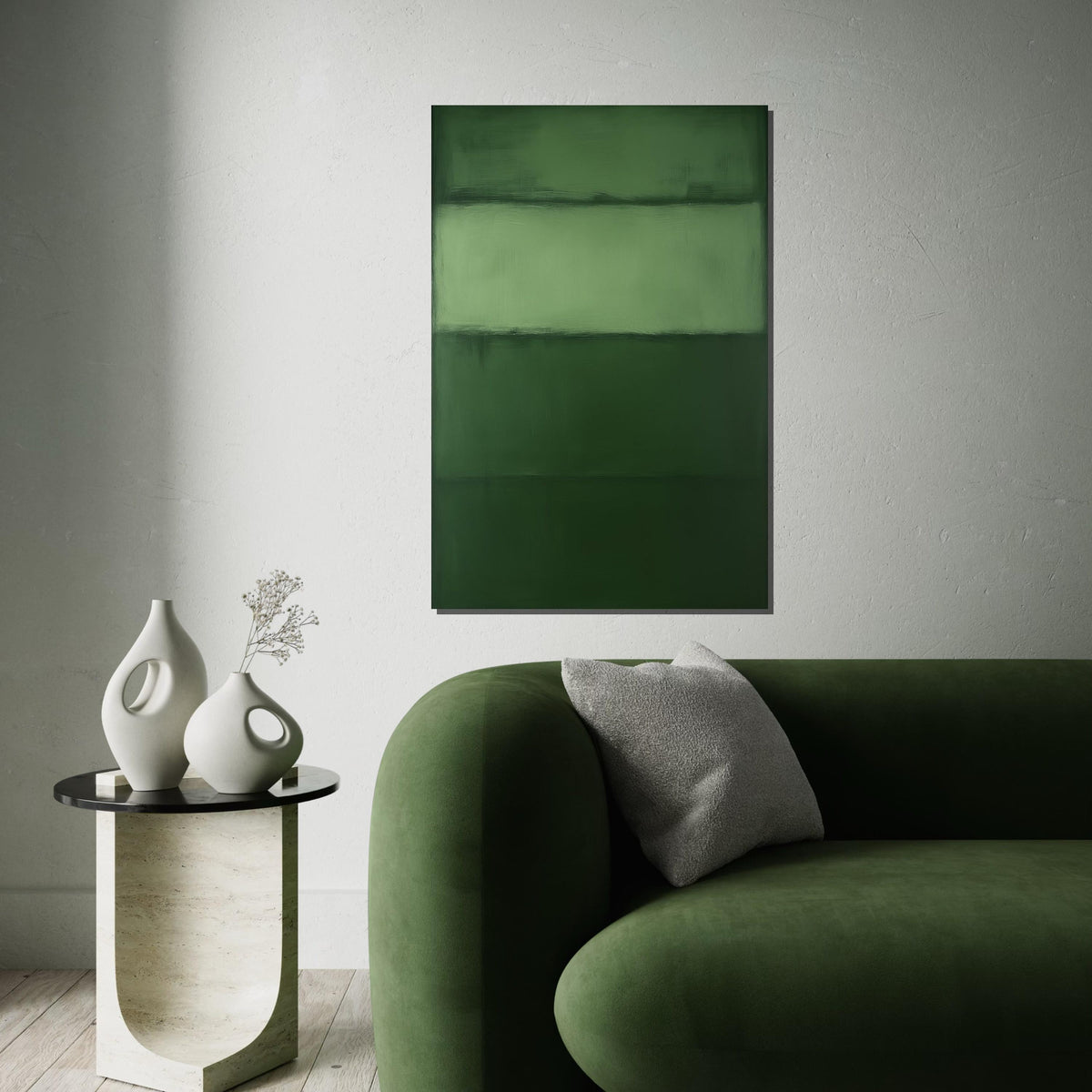 Mark Rothko Canvas, Green Abstract Wall Art, Mark Rothko Style Print,Affiche Art,Expressionist Canvas Painting,Ready To Hang Decor,Print Art