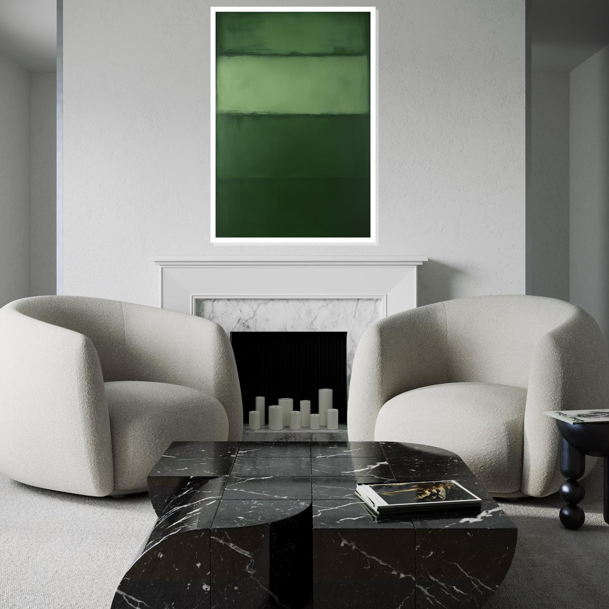 Mark Rothko Canvas, Green Abstract Wall Art, Mark Rothko Style Print,Affiche Art,Expressionist Canvas Painting,Ready To Hang Decor,Print Art