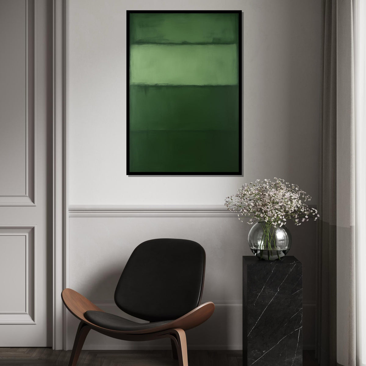 Mark Rothko Canvas, Green Abstract Wall Art, Mark Rothko Style Print,Affiche Art,Expressionist Canvas Painting,Ready To Hang Decor,Print Art