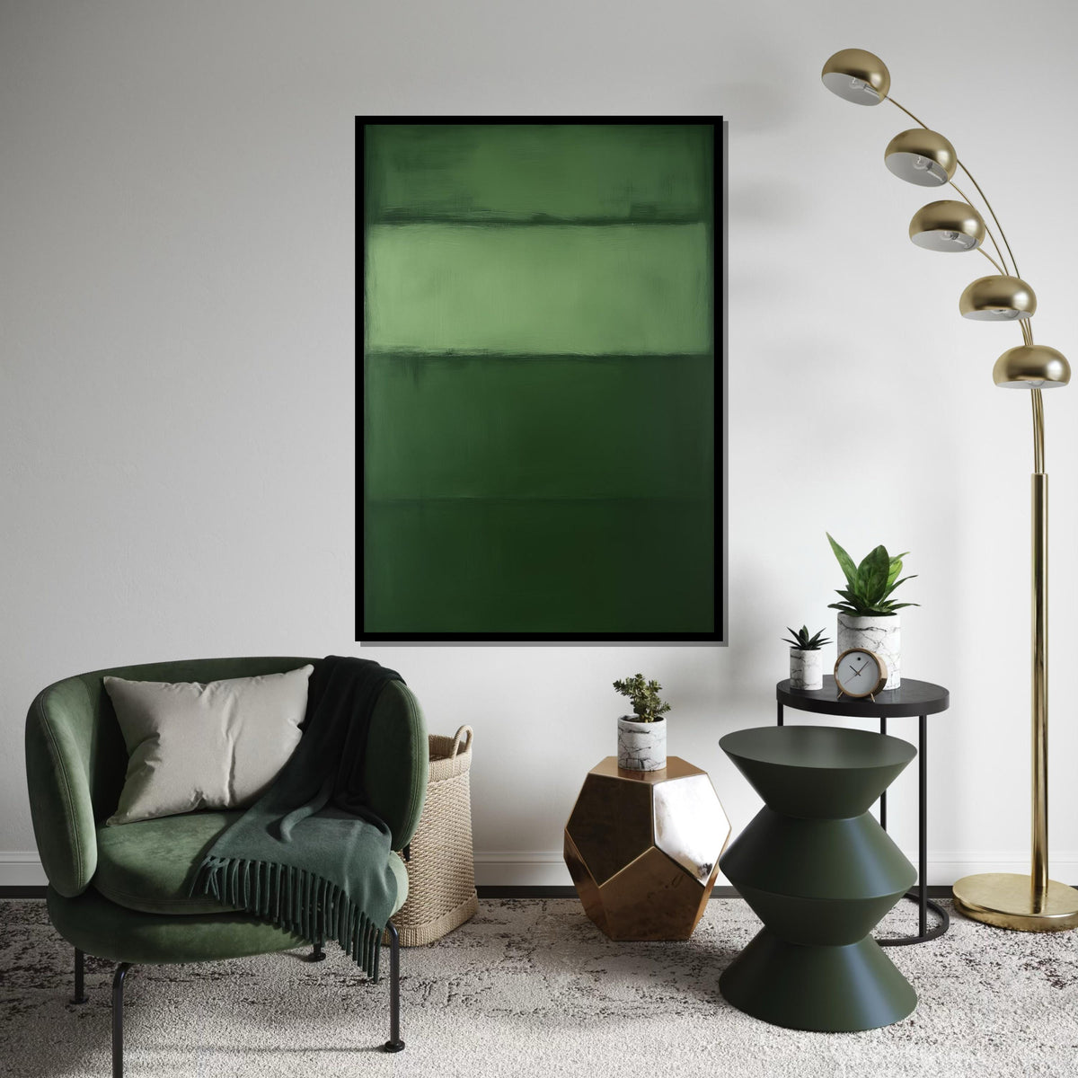 Mark Rothko Canvas, Green Abstract Wall Art, Mark Rothko Style Print,Affiche Art,Expressionist Canvas Painting,Ready To Hang Decor,Print Art