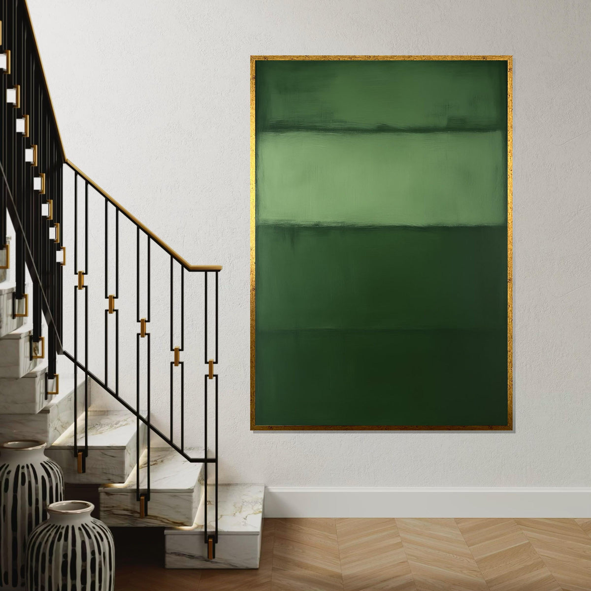 Mark Rothko Canvas, Green Abstract Wall Art, Mark Rothko Style Print,Affiche Art,Expressionist Canvas Painting,Ready To Hang Decor,Print Art