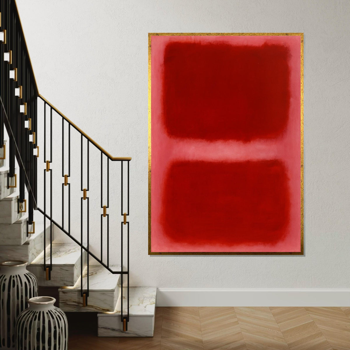 Mark Rothko Canvas, Red Abstract Wall Art, Mark Rothko Style Print,Affiche Art,Expressionist Canvas Painting,Ready To Hang Decor,Print Art
