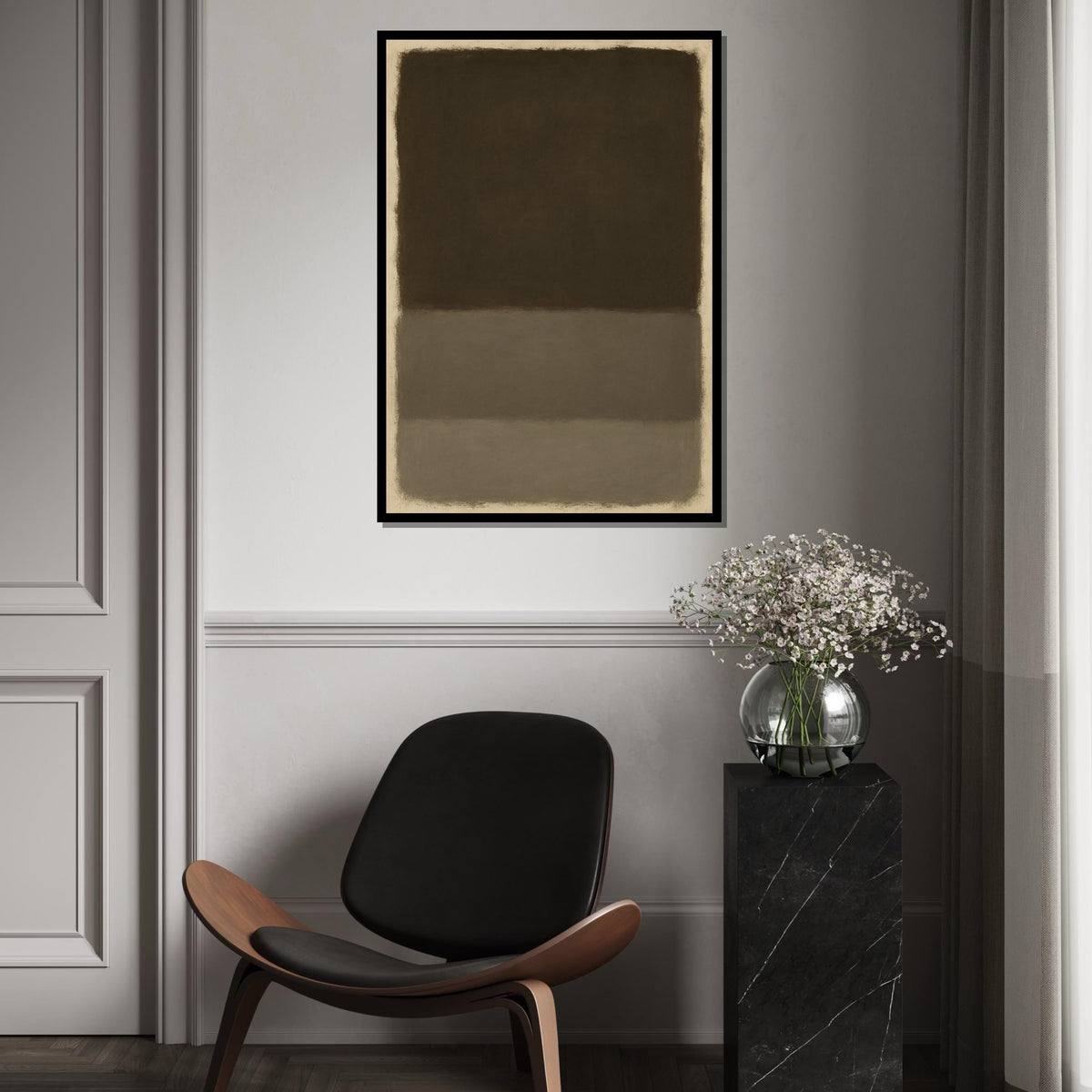 Mark Rothko Canvas, Black Abstract Wall Art, Mark Rothko Style Print,Affiche Art,Expressionist Canvas Painting,Ready To Hang Decor,Print Art