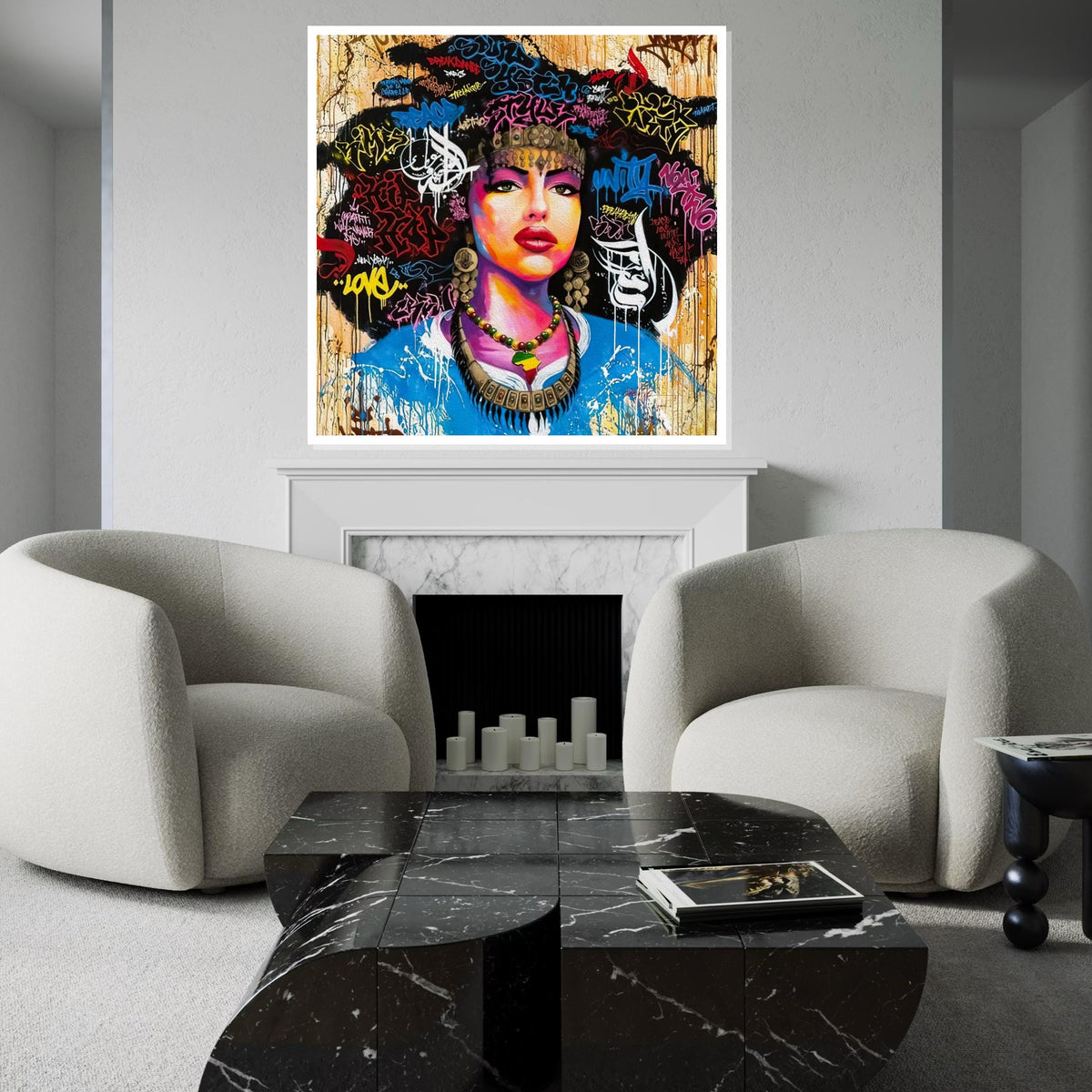 Graffiti Queen Canvas, Urban Art Portrait, Colorful Graffiti Wall Art, Street Art Canvas Design, Ready To Hang Decoration