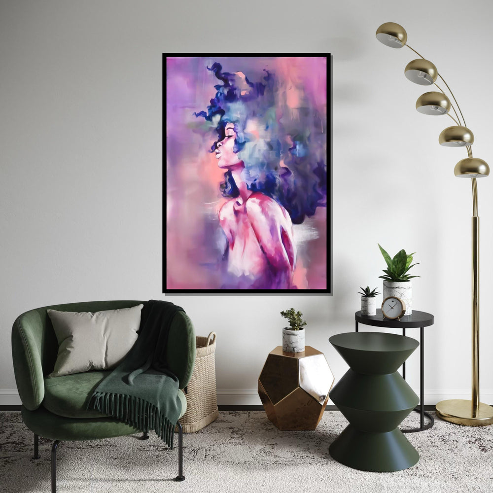 Dreamy Woman Canvas, Abstract Woman Wall Art, Purple and Pink Portrait, Feminine Canvas Art, Wall Art Canvas Design, Ready To Hang