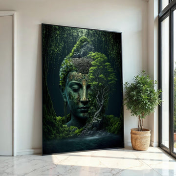 Serene Buddha Forest Canvas, Meditation Art, Nature Wall Art, Tranquil Buddha Print, Wall Art Canvas Design, Ready To Hang Decoration