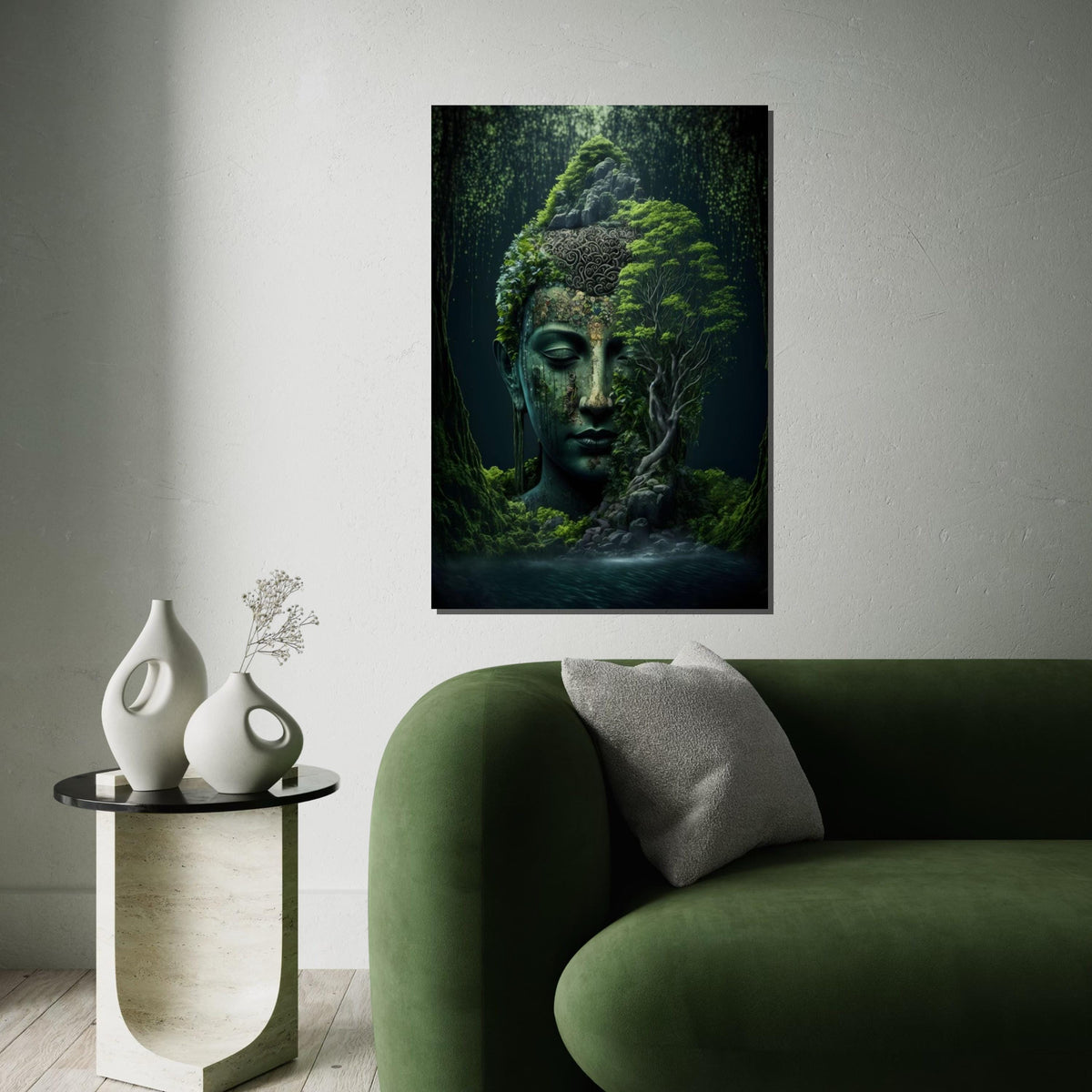 Serene Buddha Forest Canvas, Meditation Art, Nature Wall Art, Tranquil Buddha Print, Wall Art Canvas Design, Ready To Hang Decoration