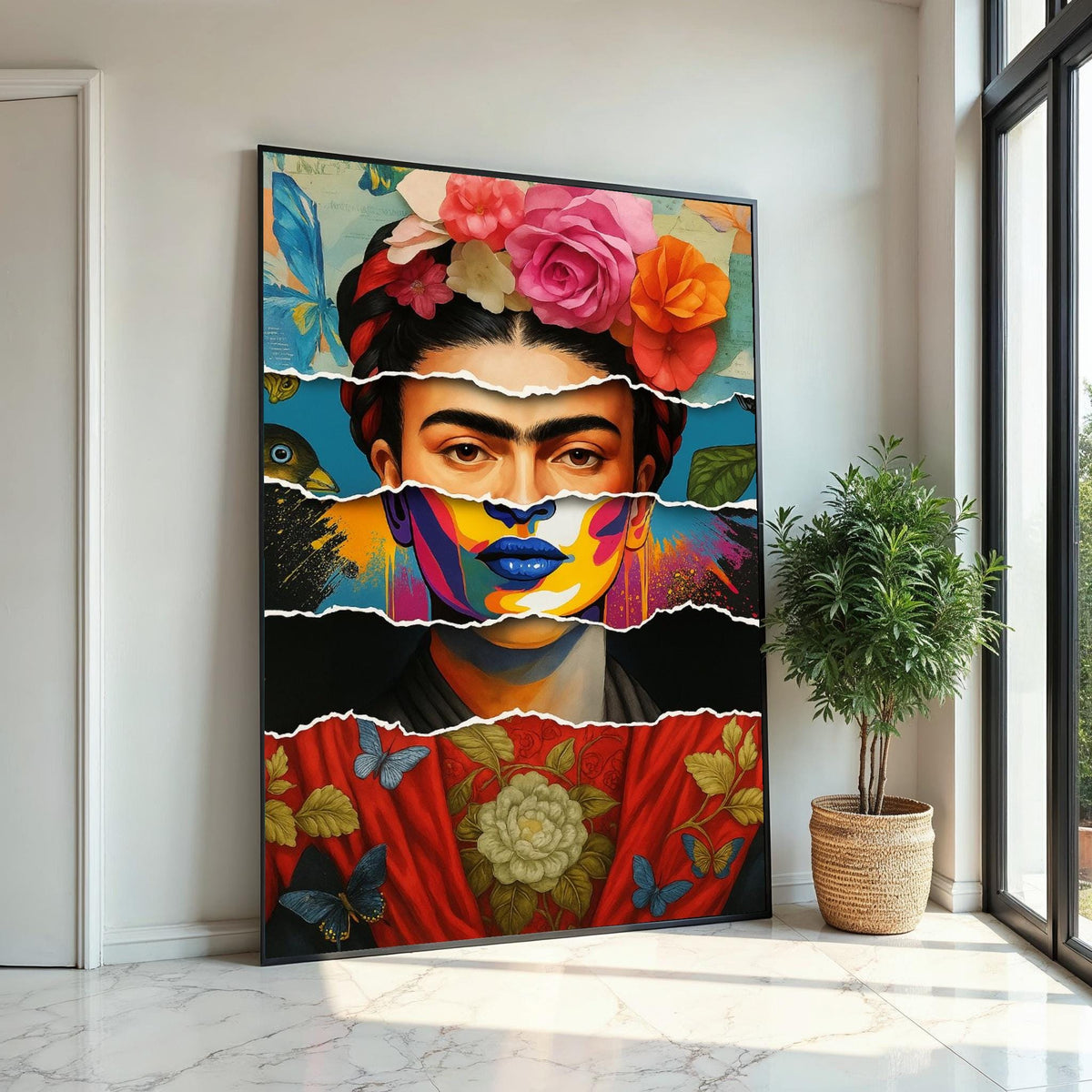 Floral Portrait Canvas, Colorful Face Art, Multilayered Canvas Design, Floral Wall Art, Art Canvas Design, Ready to Hang Decoration